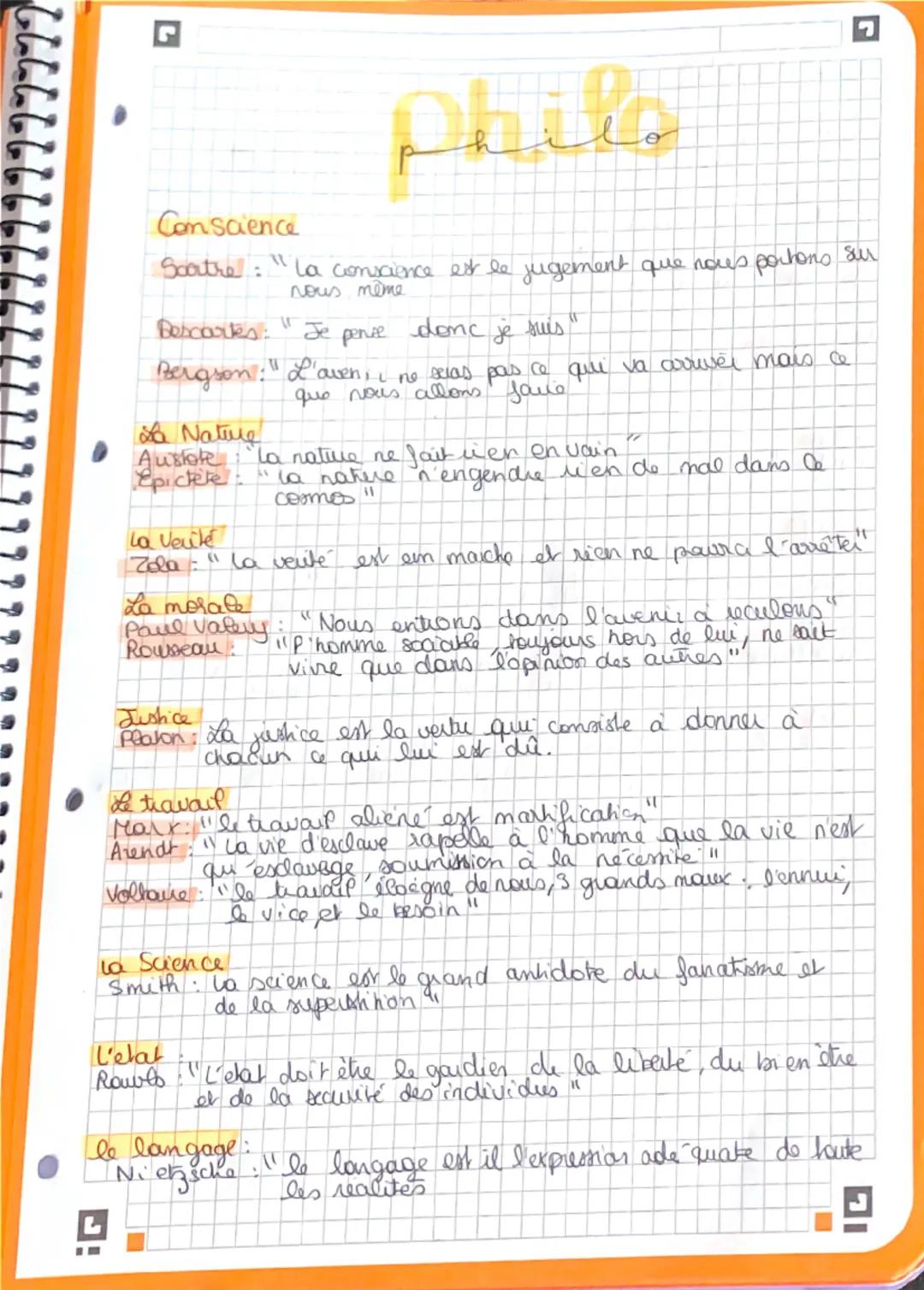 Philo

Con saience

Sartre "la concience est le jugement que nous partons sur
nous même

Bescartes: Je pense donc je suis"

Bergson:"L'aven,