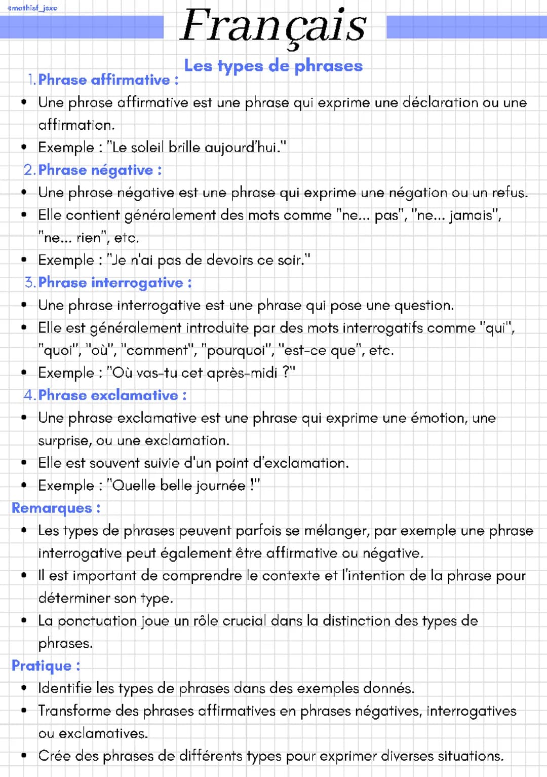 Les types de phrases