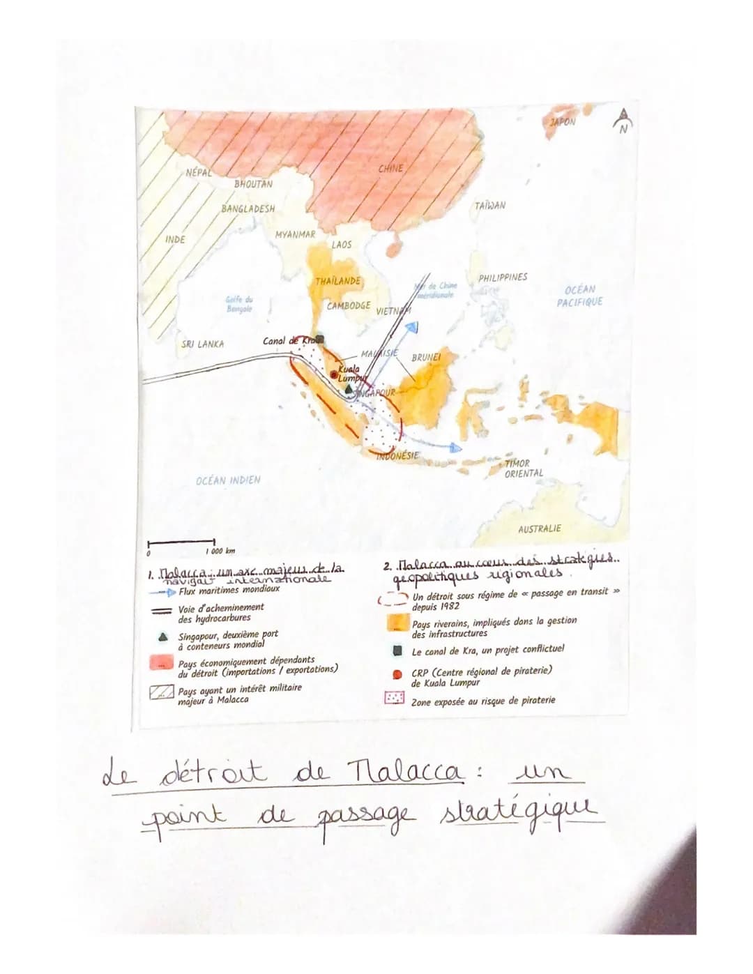 INDE
NEPAL
BHOUTAN
BANGLADESH
SRI LANKA
Golfe du
Bengale
OCEAN INDIEN
1000 km
MYANMAR
Canal de Kra
-Voie d'acheminement
des hydrocarbures
LA