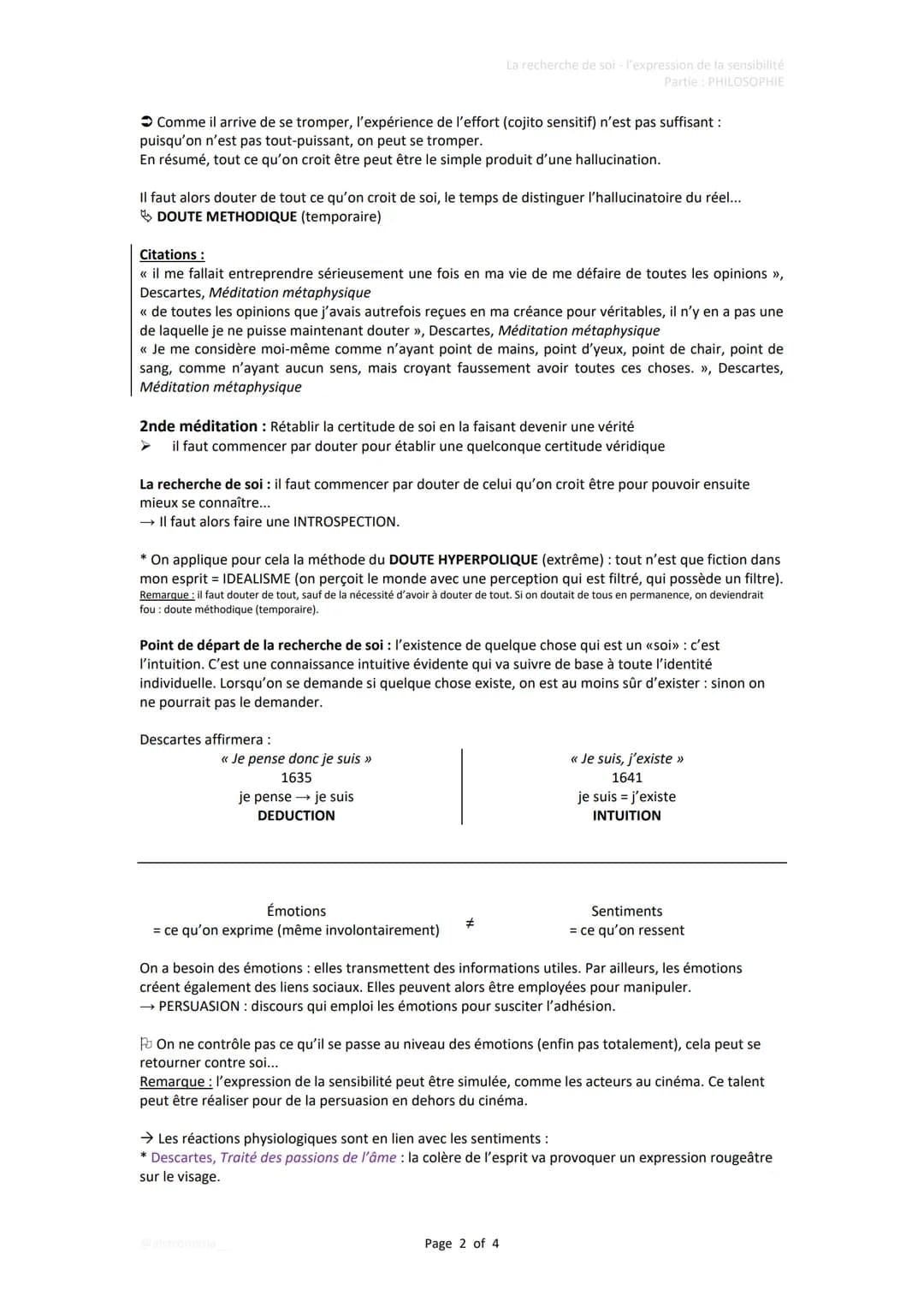 Définition :
<< soi »> = identité personnelle → JE
FIXE
La recherche de soi-
L'expression de la sensibilité :
- le patronyme (nom)
- l'éudca