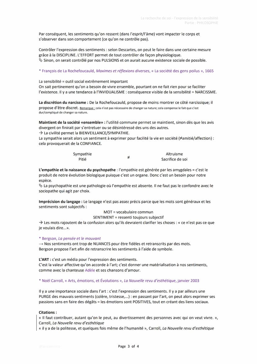 Définition :
<< soi »> = identité personnelle → JE
FIXE
La recherche de soi-
L'expression de la sensibilité :
- le patronyme (nom)
- l'éudca