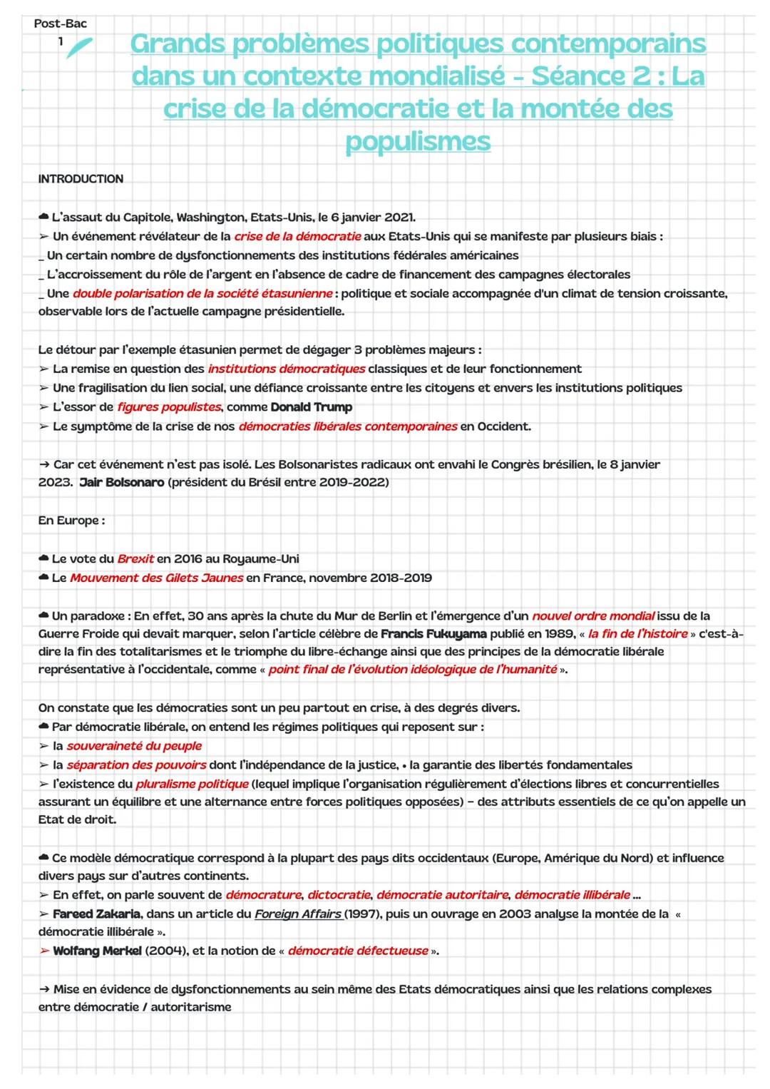 Post-Bac
1
Grands problèmes politiques contemporains
dans un contexte mondialisé - Séance 2: La
crise de la démocratie et la montée des
popu
