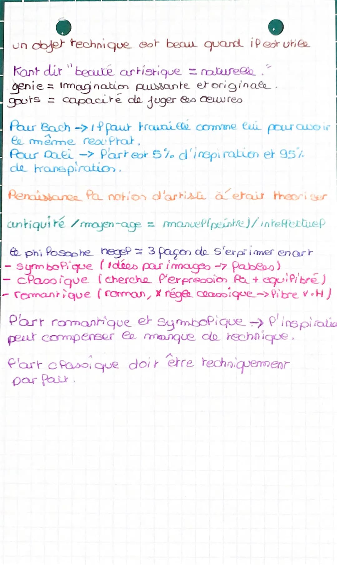 art: activité créatrice, par coquel P'humain
se détache de la nature.
technique designe un savoir, celui de l'artisant
dipperents art:
- pei