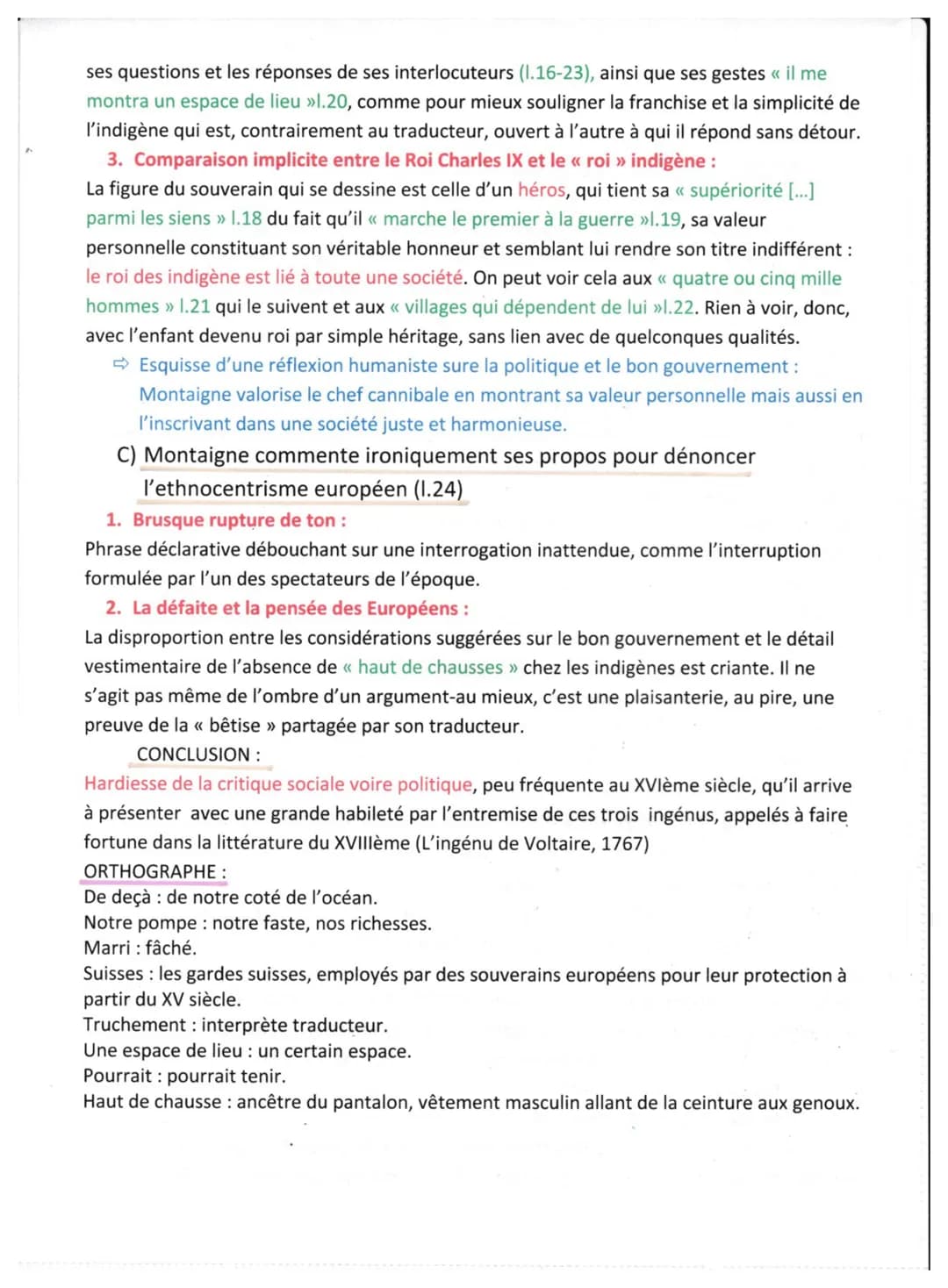 Or je trouve, pour revenir à mon propos, qu'il n'y a rien de barbare et de sauvage en cette
nation, à ce qu'on m'en a rapporté : sinon que c