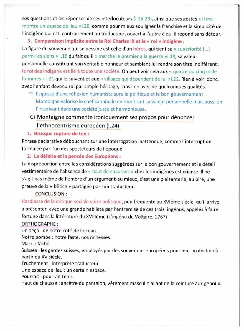 Or je trouve, pour revenir à mon propos, qu'il n'y a rien de barbare et de sauvage en cette
nation, à ce qu'on m'en a rapporté : sinon que c