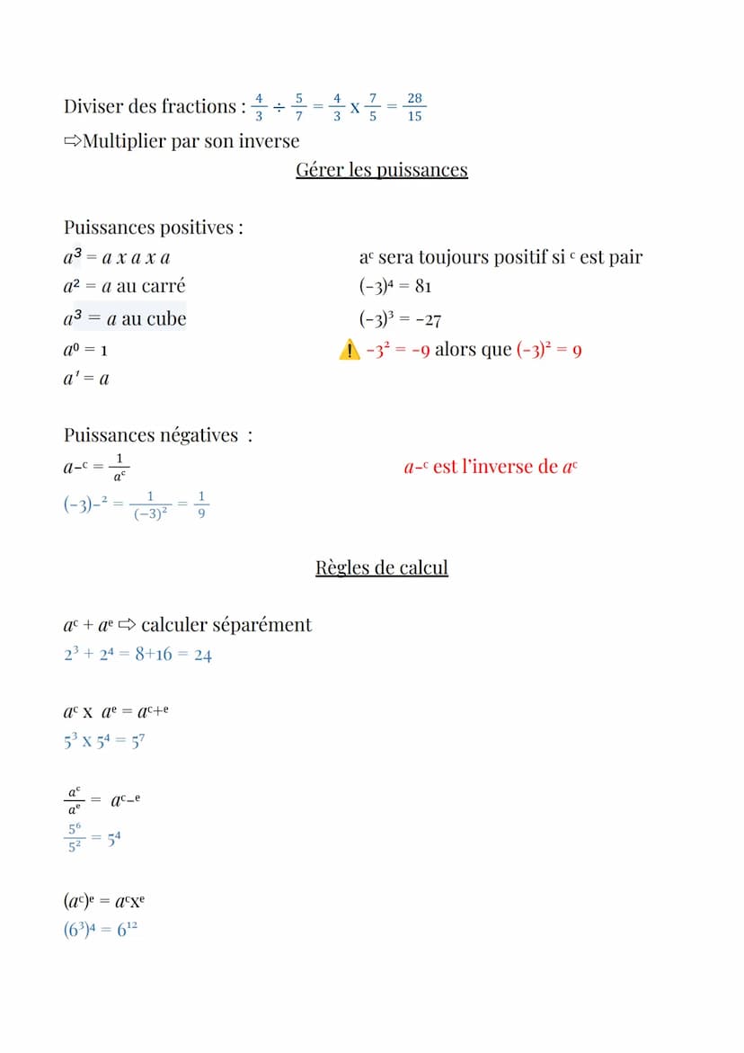Ordre de calcul:
Parenthèses
--->>
Mathématiques
Le calcul numérique
multiplications/divisions additions/soustractions
2 signes identiques d