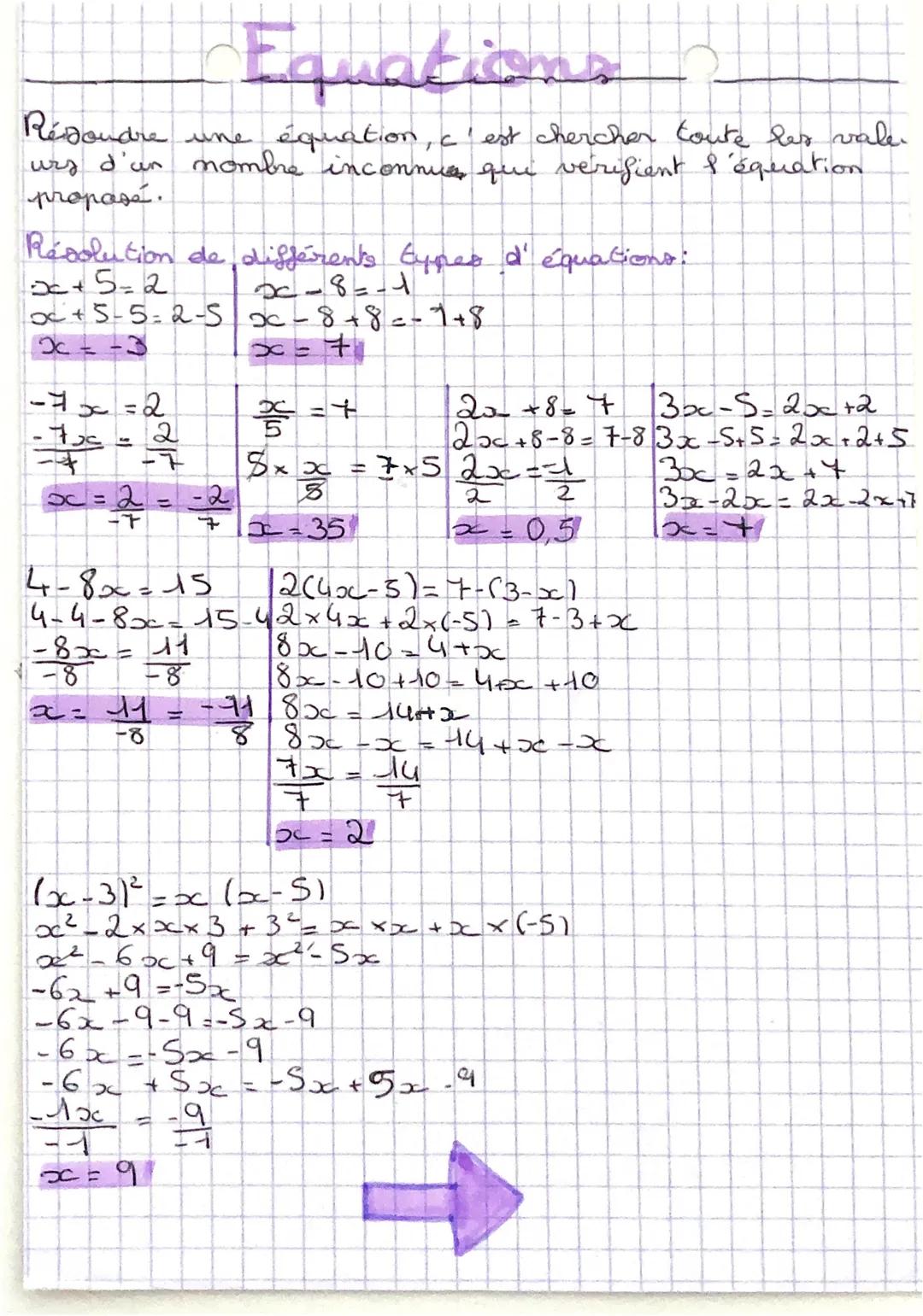 # Equations

Résoudre une équation, c'est chercher toute les vale.
urs d'un nombre inconnues qui verifient &\'éqeration.
proposé.

Résolutio