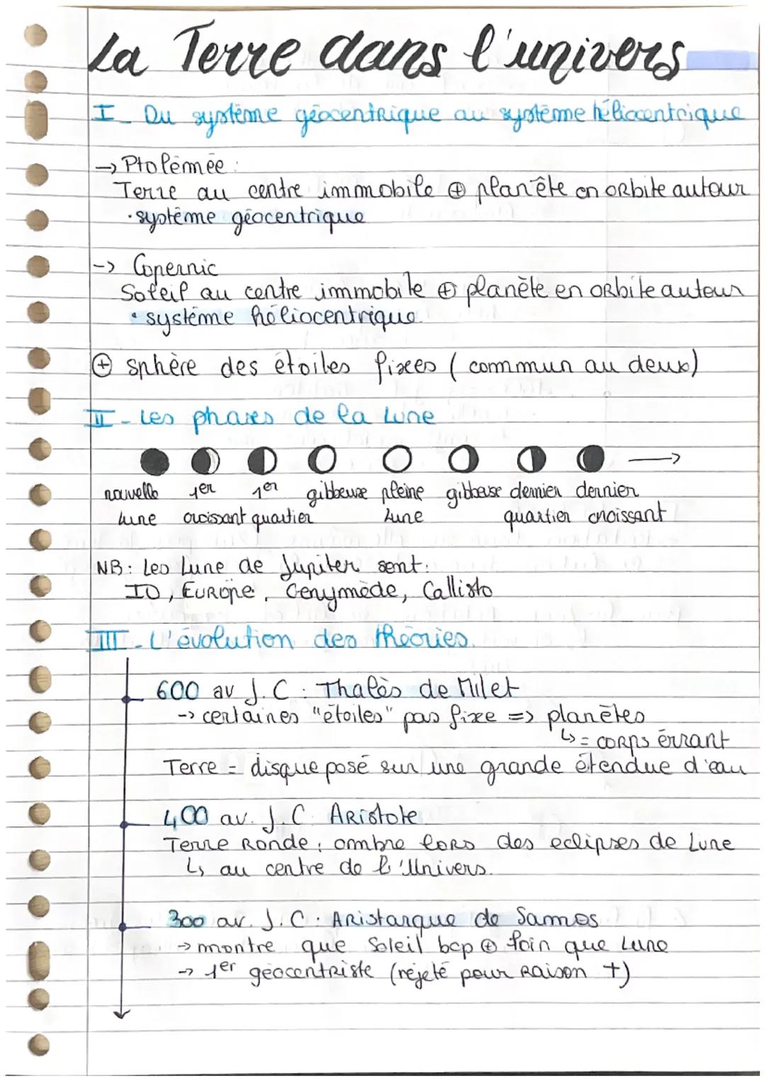 # La Terre dans l'univers

I Du systeme geocentrique au système héliccentrique

Ptolemee
Terze au centre immobile @planête on orbite autour

