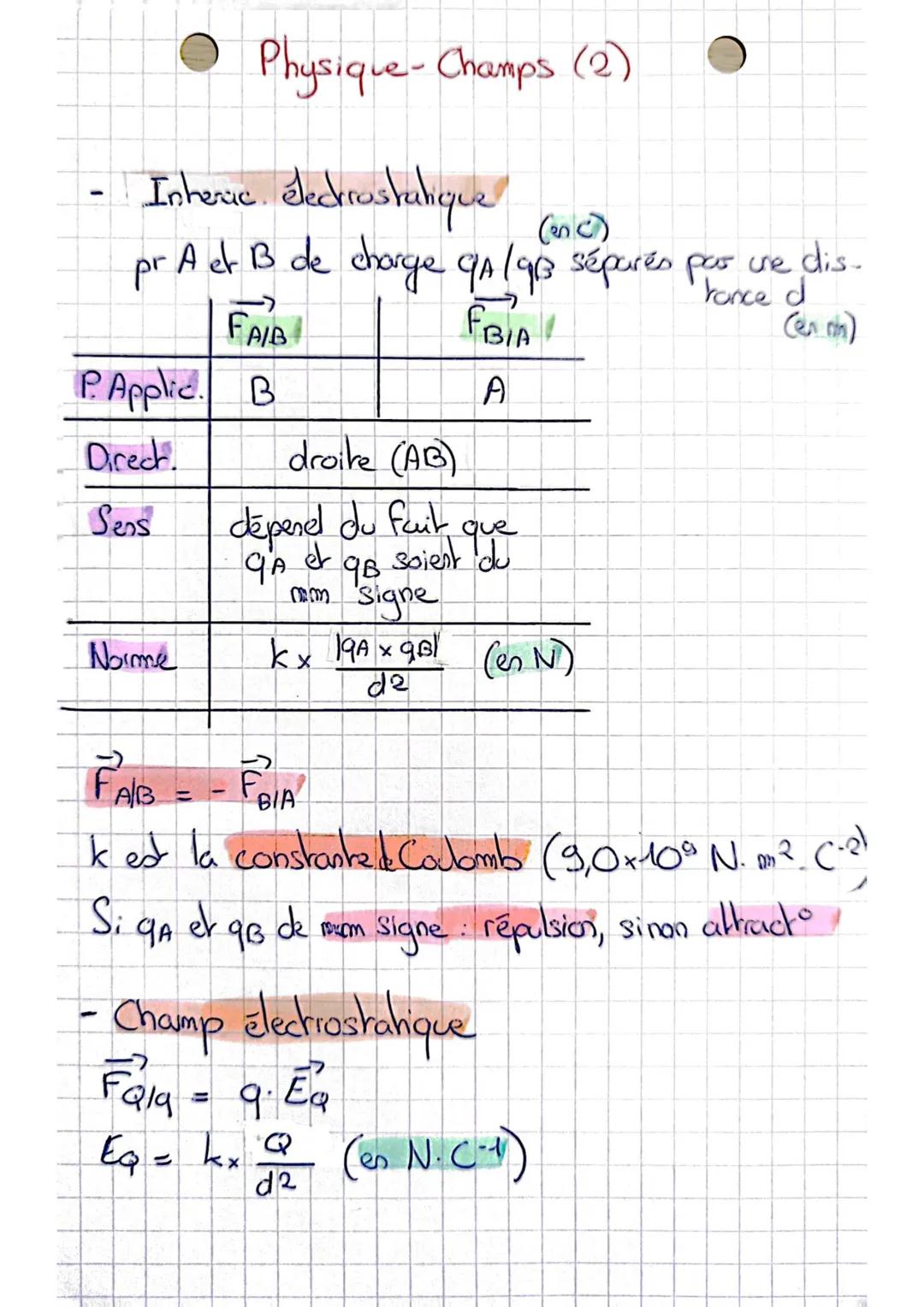 Physique - Champs

- Interoc. gravitabomelle

Pr
(enkg)
A et B de masse mia /mB séparés par dis-
$
\overrightarrow{F_{A/B}}
$
$
\overrightar