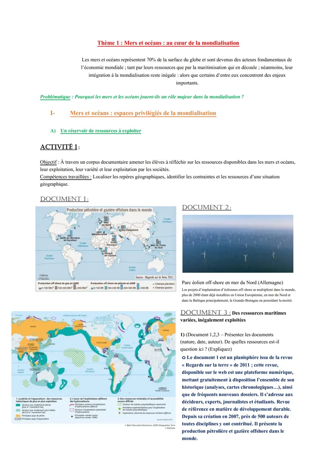 BUSSE
OCEAN
INDVEN
HANGE MYANMAR
Problématique : Pourquoi les mers et les océans jouent-ils un rôle majeur dans la mondialisation ?
I-
A)
CO