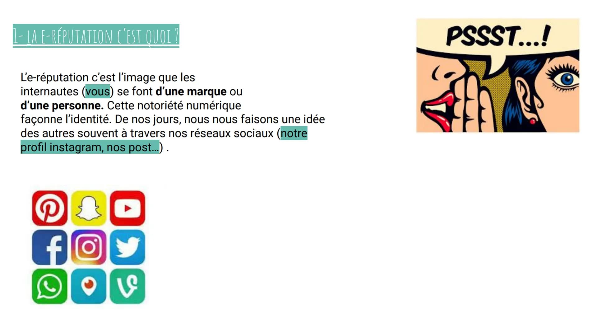 PARTIE 2:
PROTÉGER VOTRE IDENTITÉ NUMÉRIQUE ?
O
Lou GAUJAC -- AQUILA
Tessa FRANCHI SOMMAIRE :
1) A quoi sert notre association ?
2) Une e-ré