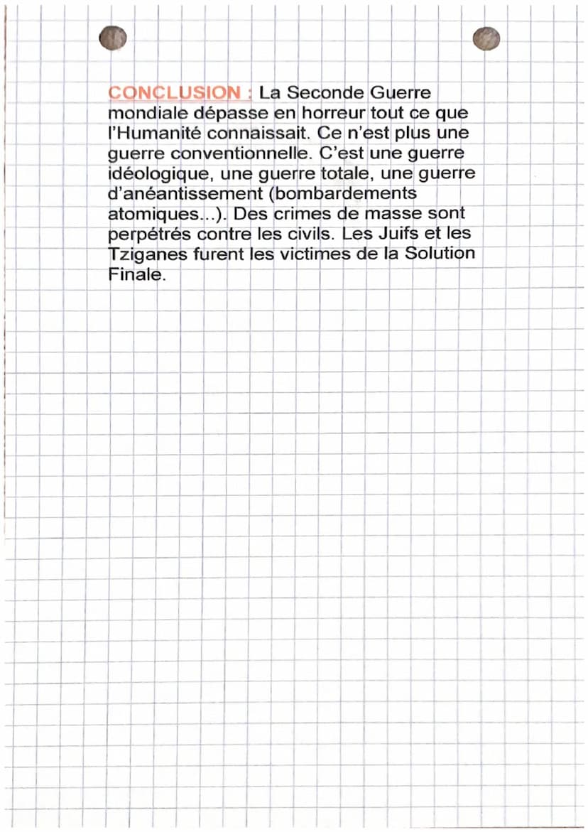 FICHE DE RÉVISION
SECONDE GUERRE MONDIALE
introduction: La seconde guerre
mondiale s'est déroulée du 1er septembre
1939 au 02 septembre 1945