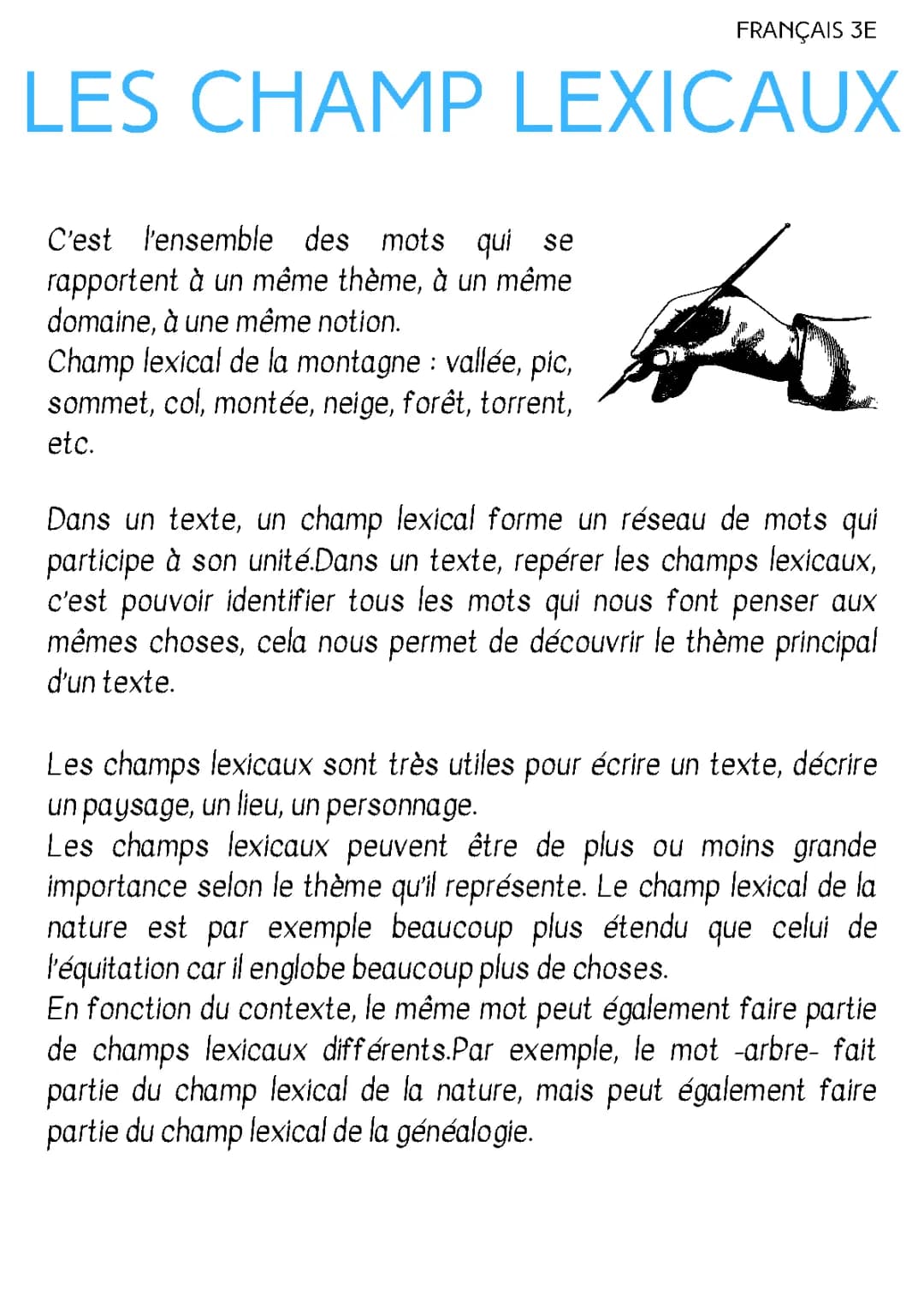 Exemples et Exercices de Champs Lexicaux pour CM2 et 1ᵉ Bac