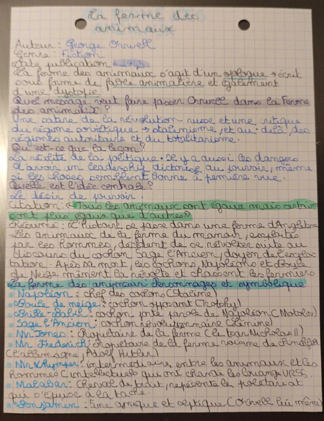 # La ferme deo
animaux

Auteur: George Orwell
Genre: Fiction
Date publication 1913
La ferme des animaux s'agit d'un oploques écrit
sous form