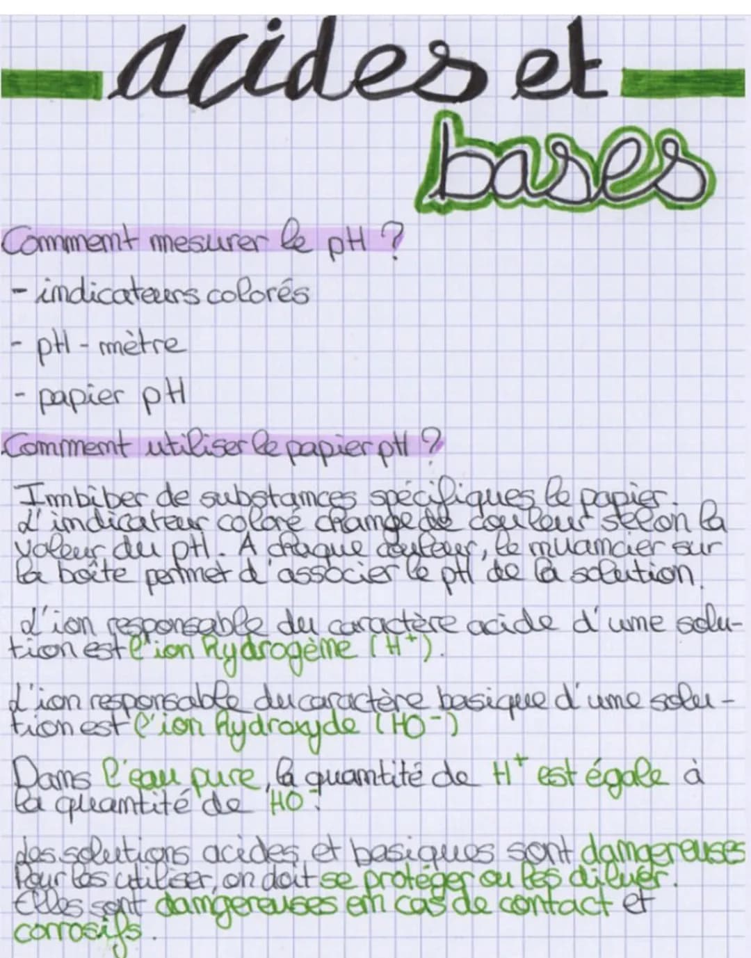 acides et
bares
Comment mesurer le pH ?
- indicateurs colorés
pH-mètre
papier pH
Comment utiliser le papier pH ?
Imbiber de substances spéci