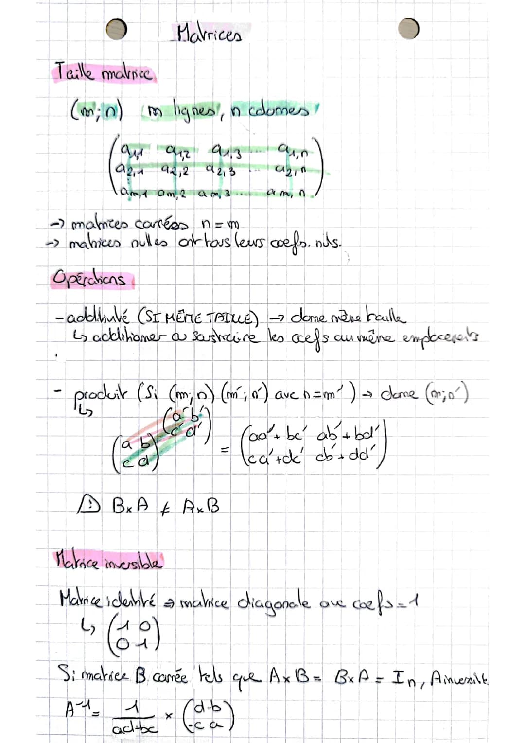 Découvre les matrices : cours et exercices PDF