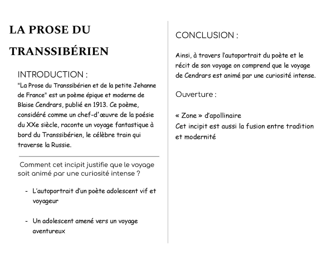 La prose du transsibérien intro +PRBL /plan+conclusion 