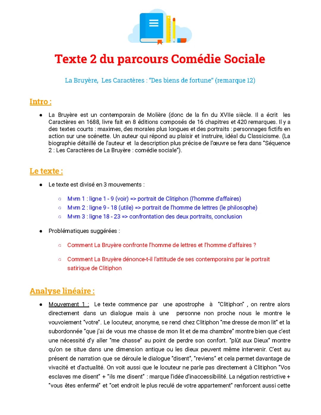 Analyse Les Caractères de La Bruyère: Clitiphon et La Comédie Sociale