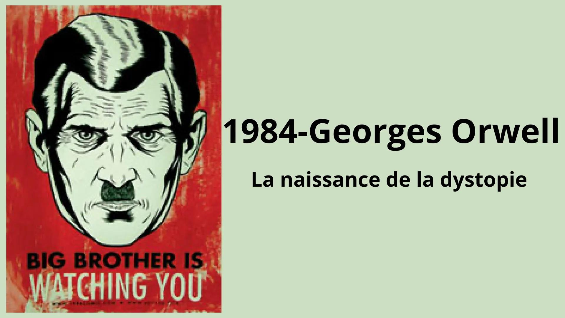 BIG BROTHER IS
WATCHING YOU
1984-Georges Orwell
La naissance de la dystopie Qu'est ce qu'une dystopie?
Récit de fiction qui décrit un monde 
