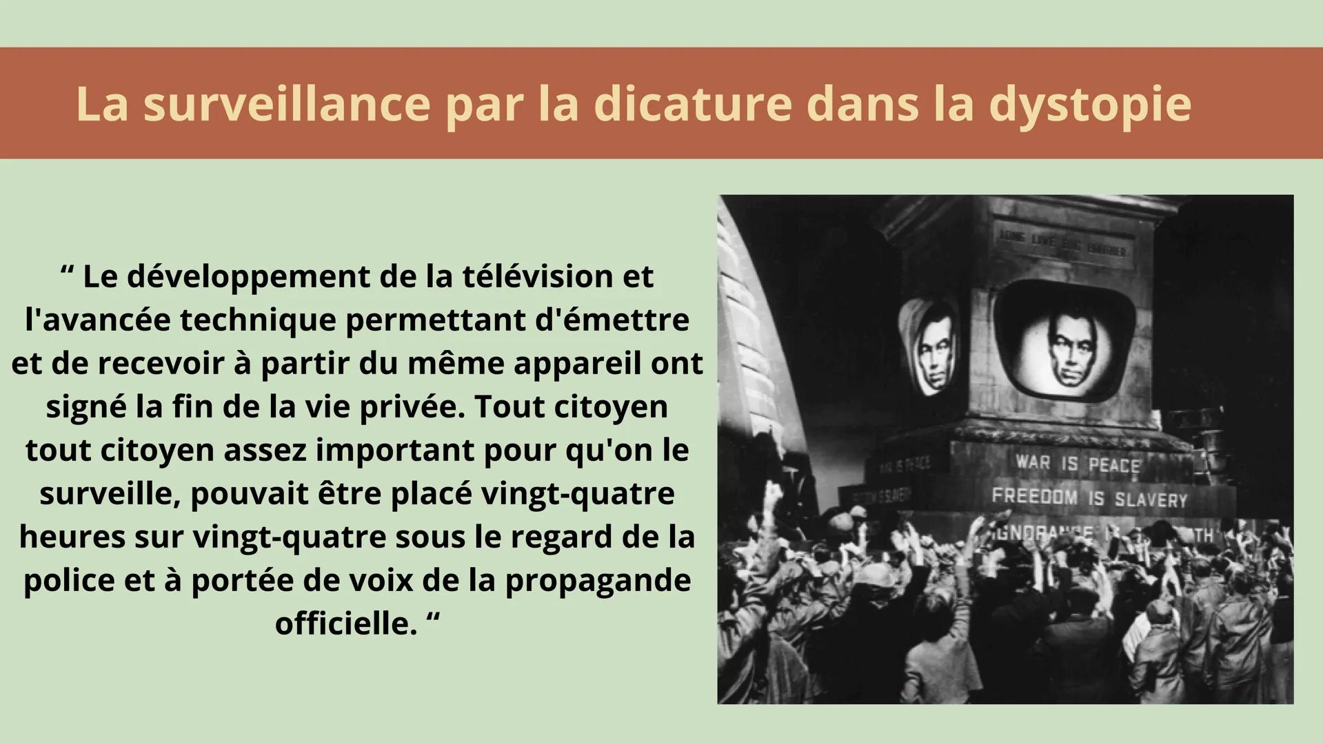 BIG BROTHER IS
WATCHING YOU
1984-Georges Orwell
La naissance de la dystopie Qu'est ce qu'une dystopie?
Récit de fiction qui décrit un monde 