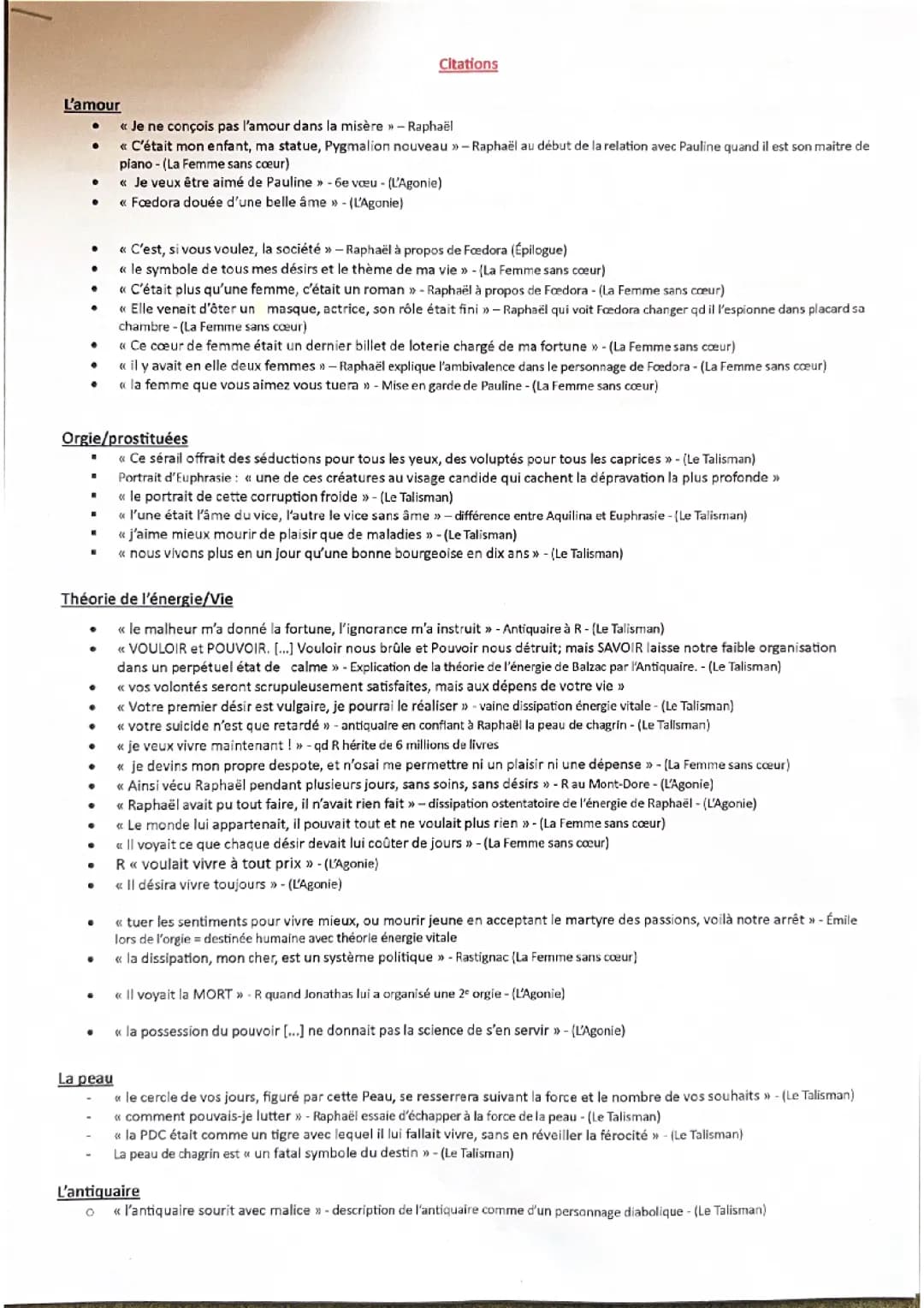 ⚠️Bac français : Citations sur La Peau de chagrin de Balzac