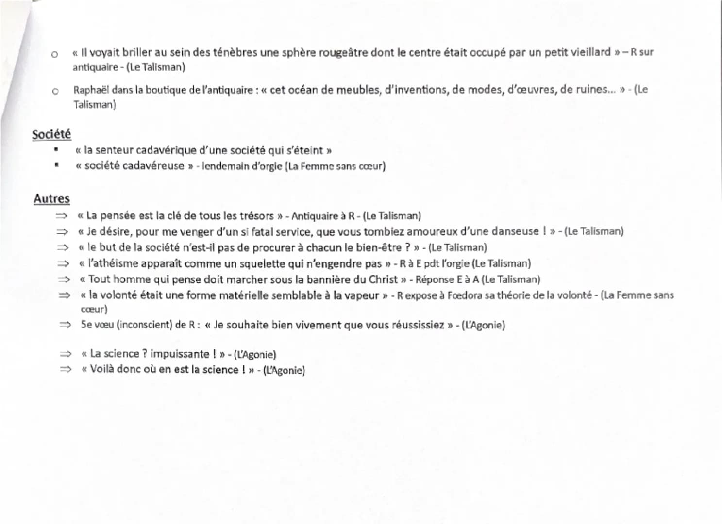 Citations
L'amour
« Je ne conçois pas l'amour dans la misère » - Raphaël
<< C'était mon enfant, ma statue, Pygmalion nouveau »-Raphaël au dé