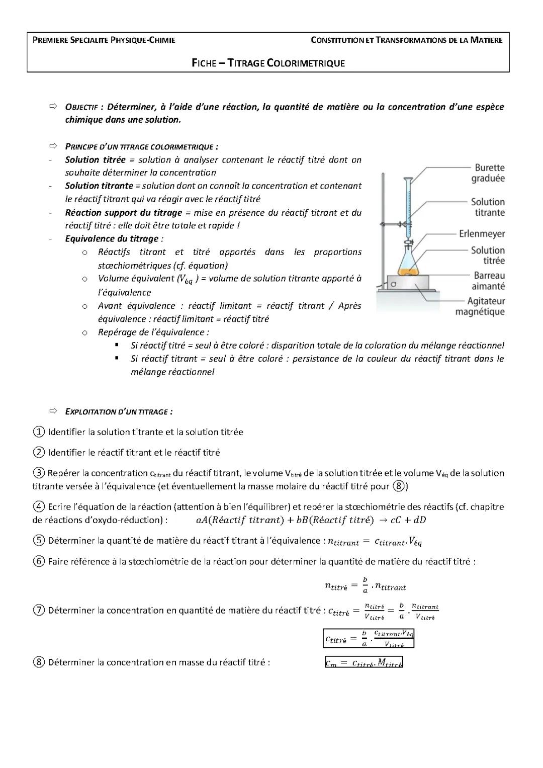 titrage colorimètrique 