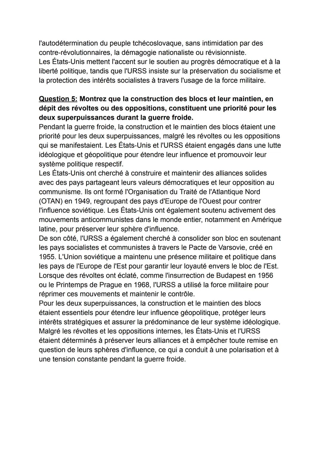 -DM Histoire-
Question 1: Recensez les buts affichés du pacte de Varsovie et le rôle
des Etats qui le composent.
Le pacte de Varsovie était 
