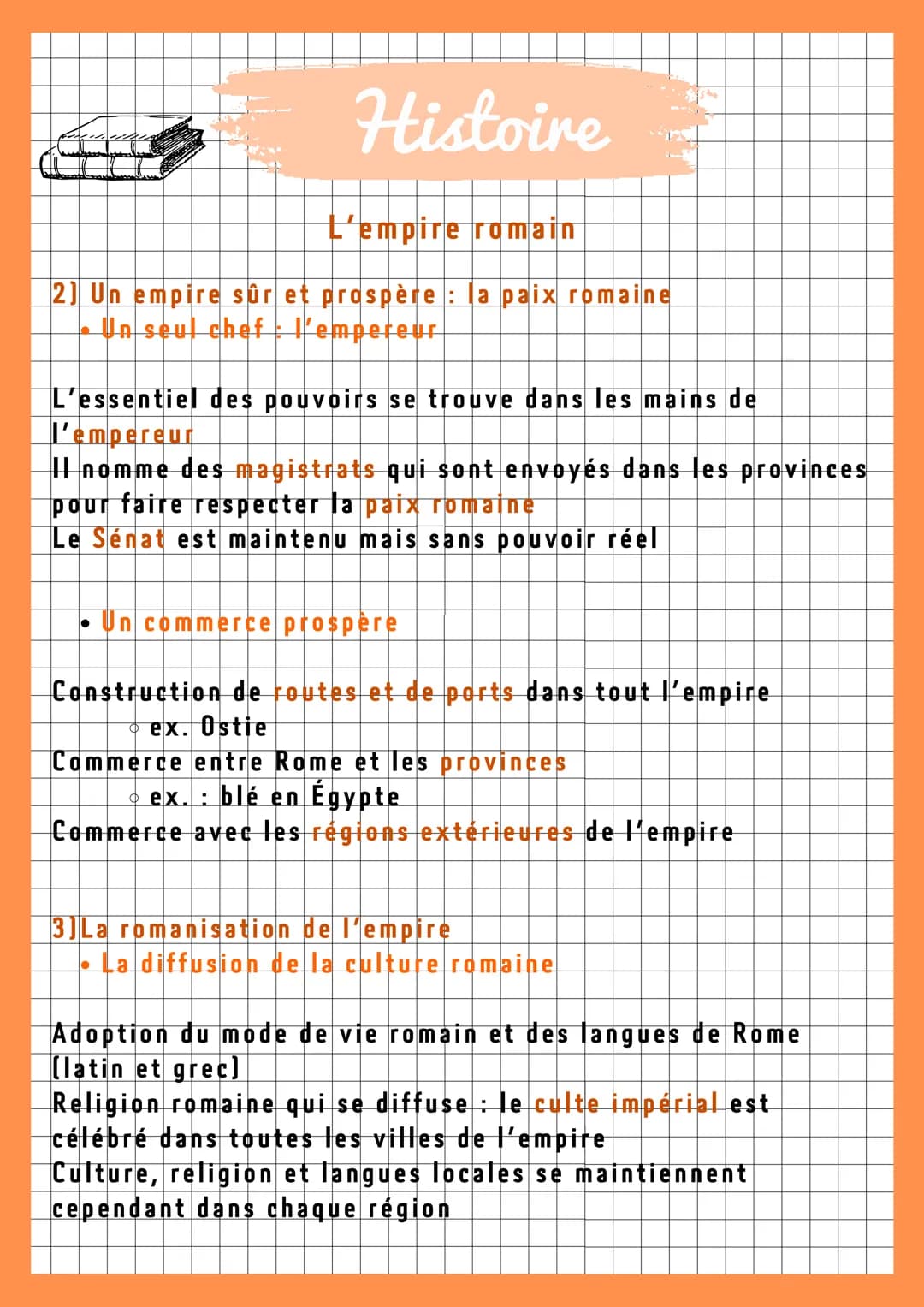 Histoire
L'empire romain
1) Conquêtes et pacification
La fin des conquêtes
● L'armée romaine
Empire déjà très étendu (tout autour de la Médi