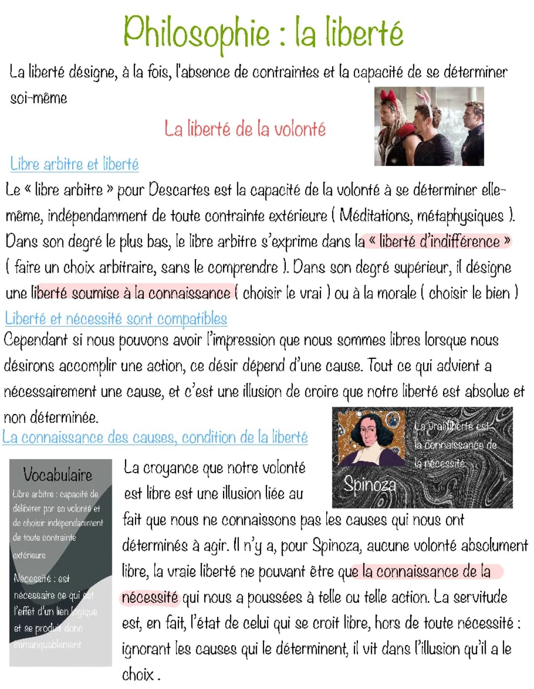 La liberté philosophie Terminale PDF - Fiche de révision complète