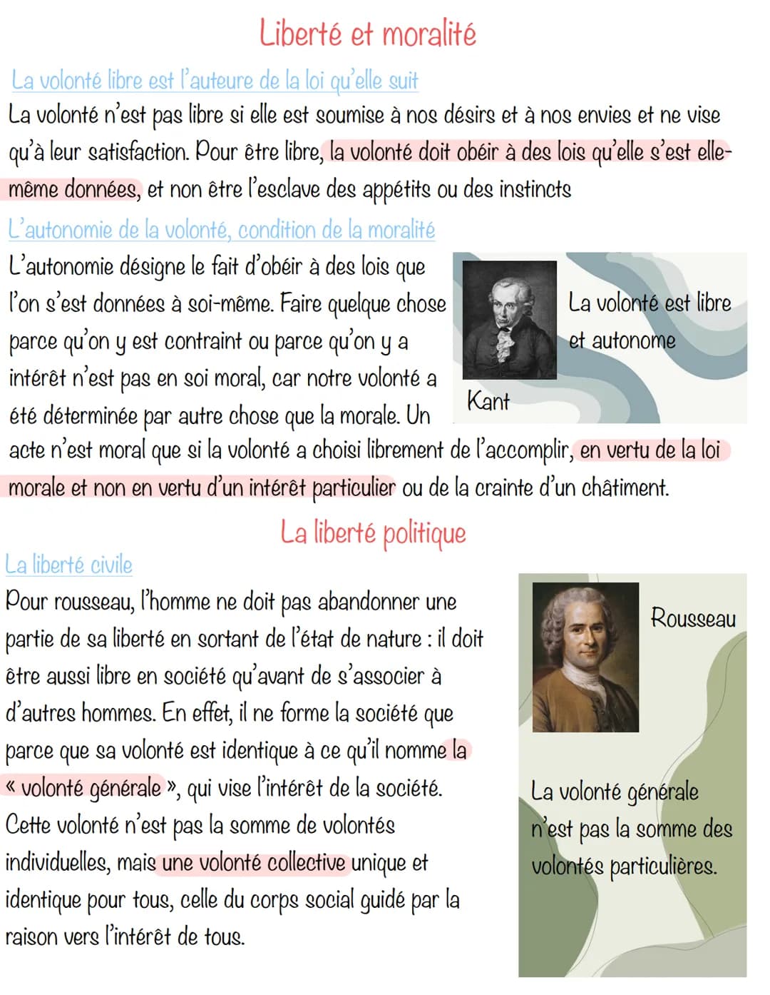 Philosophie : la liberté
La liberté désigne, à la fois, l'absence de contraintes et la capacité de se déterminer
soi-même
Libre arbitre et l