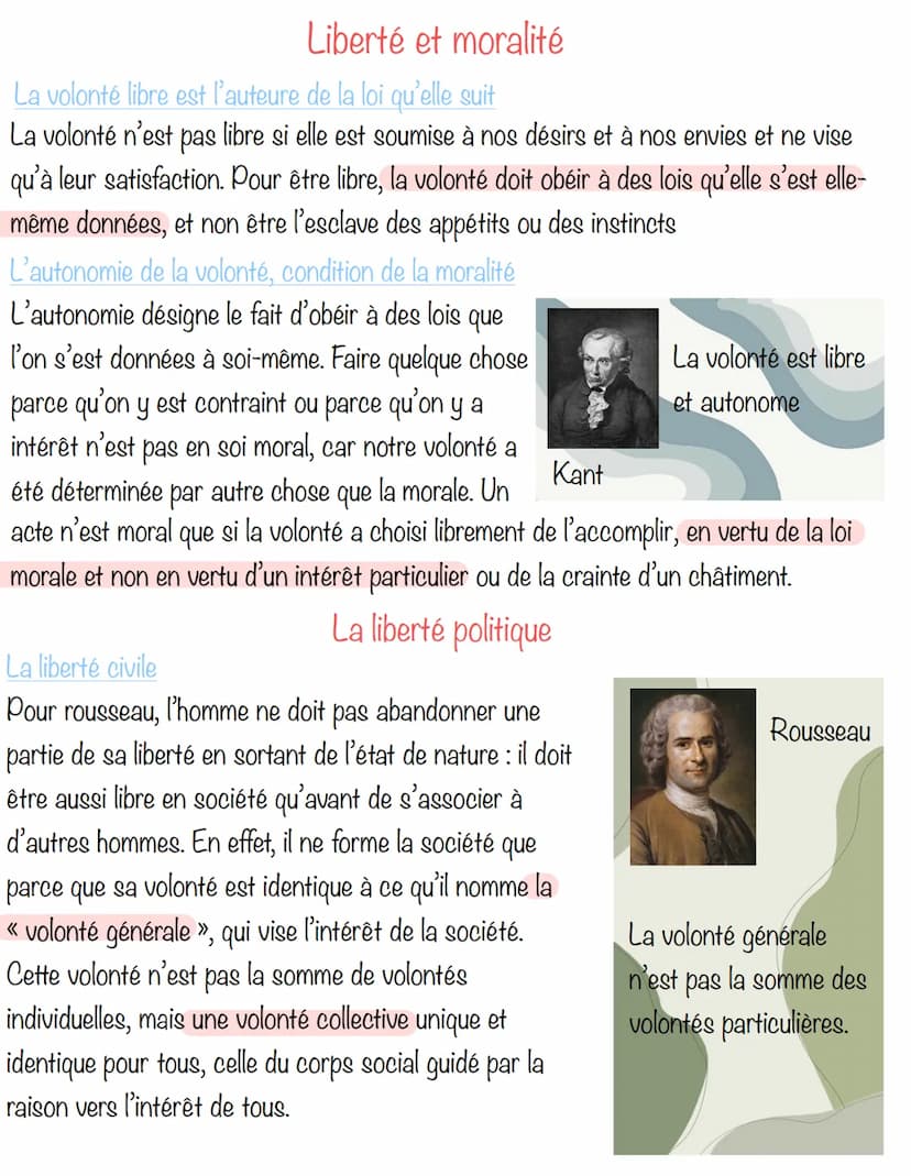 Philosophie : la liberté
La liberté désigne, à la fois, l'absence de contraintes et la capacité de se déterminer
soi-même
Libre arbitre et l