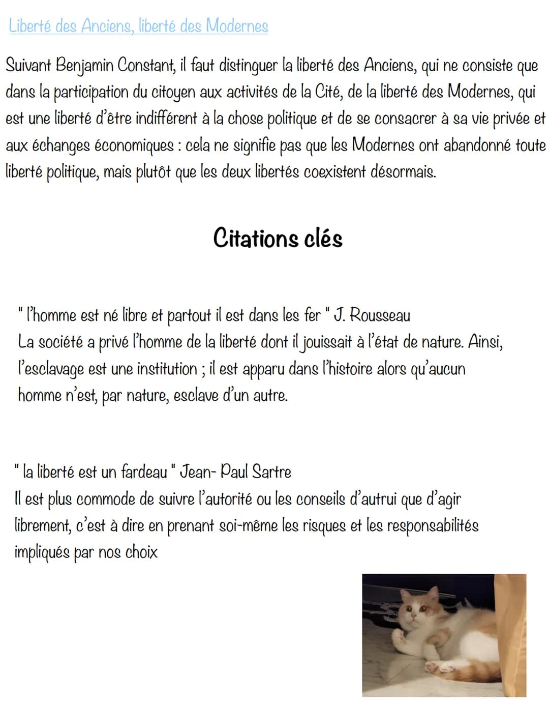 Philosophie : la liberté
La liberté désigne, à la fois, l'absence de contraintes et la capacité de se déterminer
soi-même
Libre arbitre et l