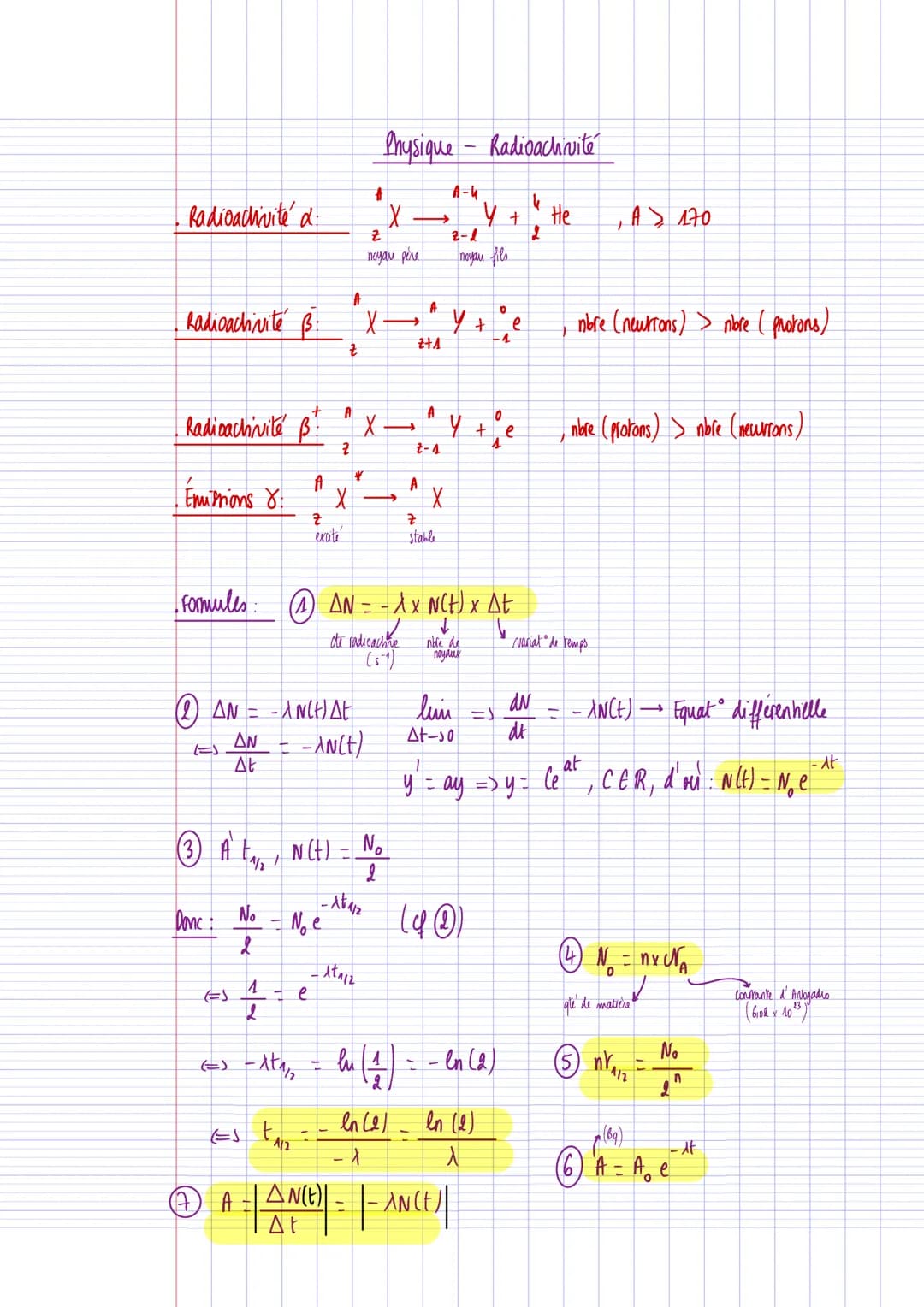 Radioactivité d
Radioactivité B.
Radioachivite B
Emissions 8:
Donc :
ES
A
No
2
4
Z
excite
e
Z
A
A
2
X
No e
Ο ΔΝ = - ΑΝ(Ε) ΔΕ
ΔΝ t
EES
--AN(t