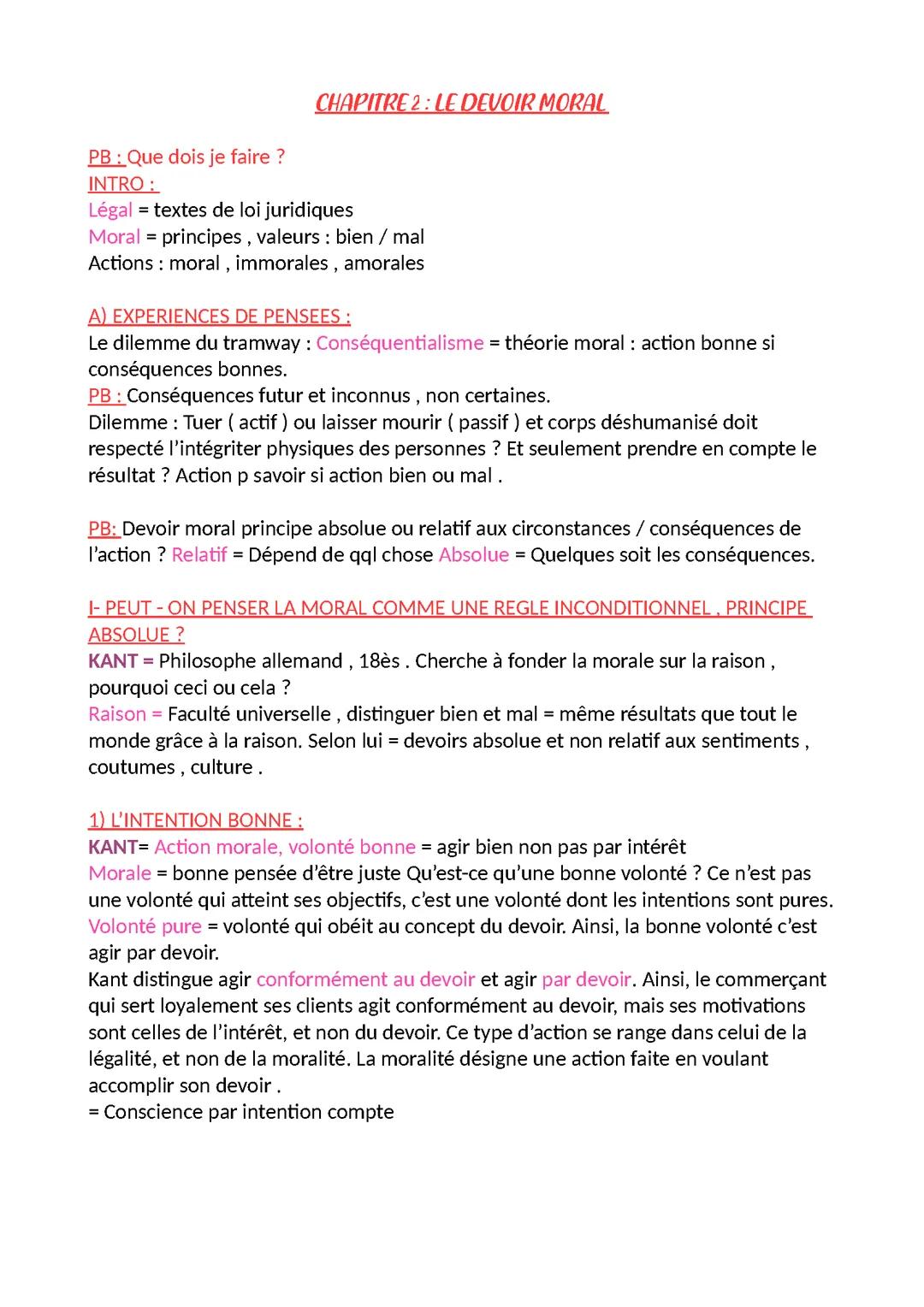 PHILO LE DEVOIR MORAL COMPLET TERMINAL