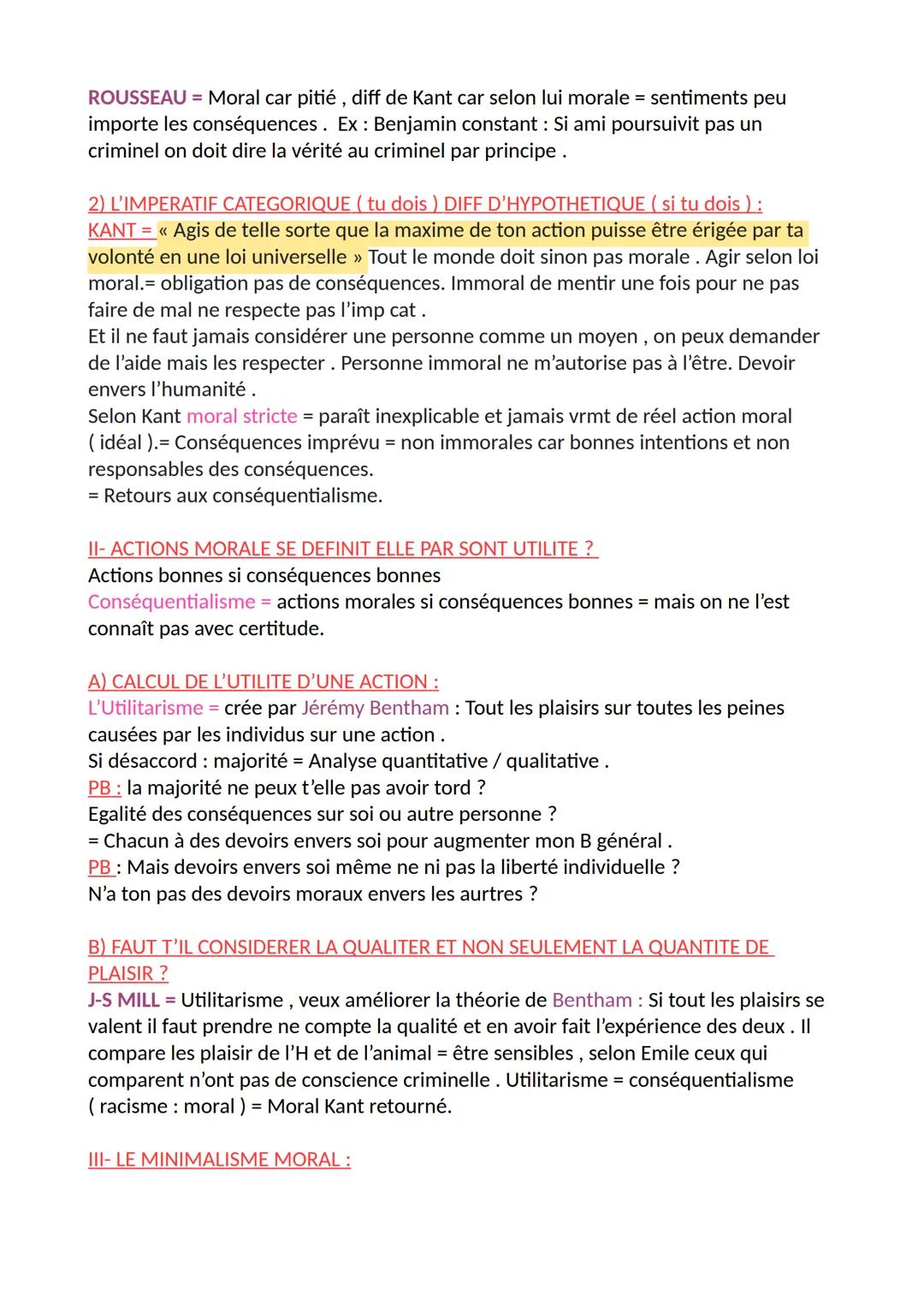 PB: Que dois je faire ?
INTRO:
CHAPITRE 2: LE DEVOIR MORAL
Légal = textes de loi juridiques
Moral = principes, valeurs : bien / mal
Actions 