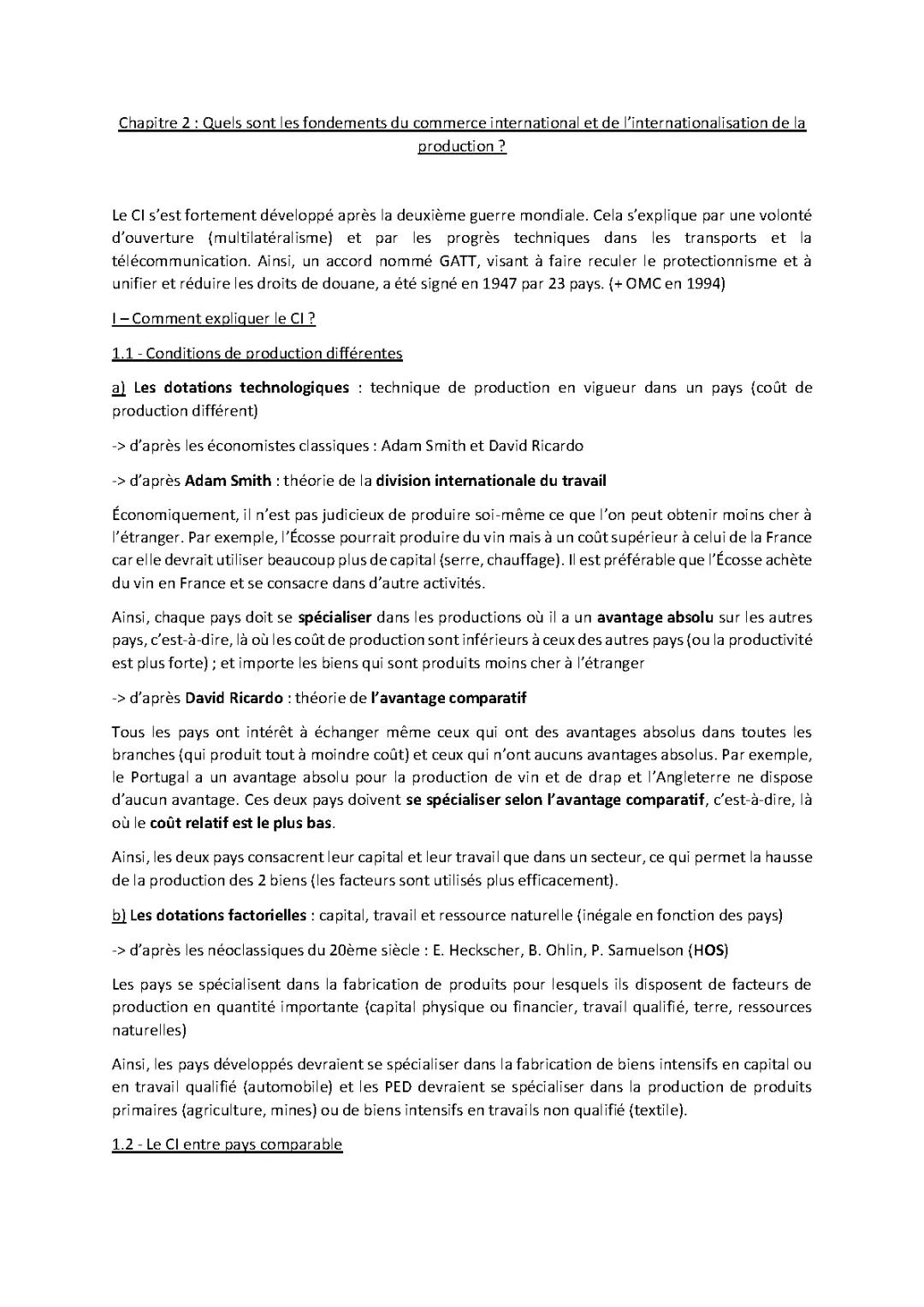 Commerce International SES Terminale PDF: Fondements et Théories