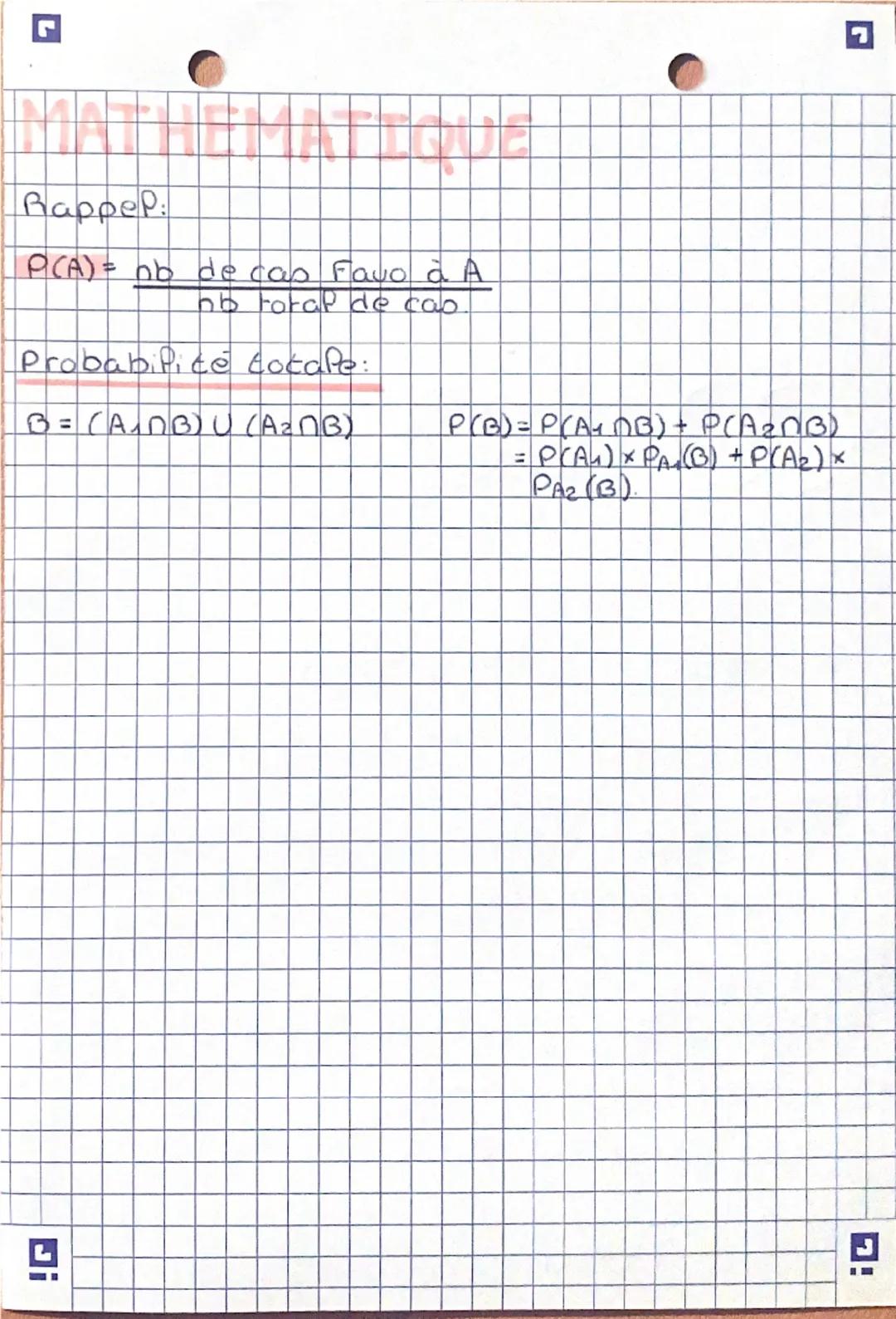 L
Rappel:
ANB = contient des elements de AecG
AUB = contient des elements de A o B.
ADB
18
8
AUG
Probabilité conditioneppe.
P(B) = P(ANB)
P(