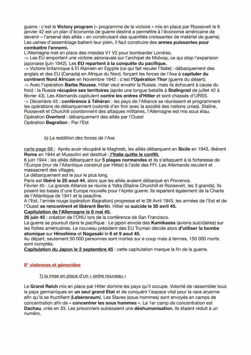 HISTOIRE LA SECONDE GUERRE MONDIALE
ambition + coups de forces des pays tels que Allemagne, Italie ou Japon : déclenchement de la
guerre en 