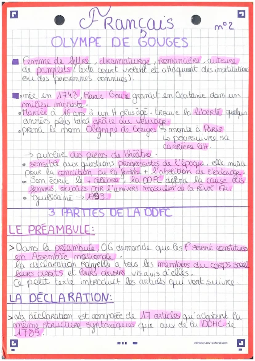 Français
LA LITERATURE D'IDÉE
THEME: ÉCRIRE ET COMBATTRE POUR L'ÉGALITÉ
BUT : faire changer les choses, avere un impact / Auteurs
cherchent 