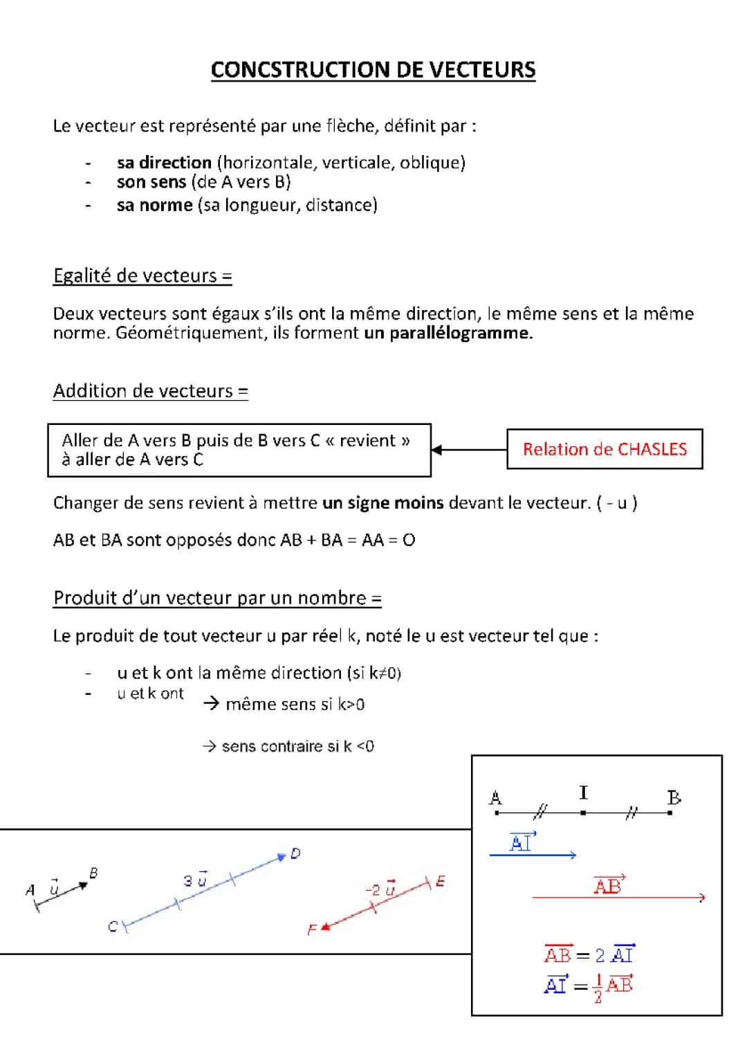 Construction de vecteurs