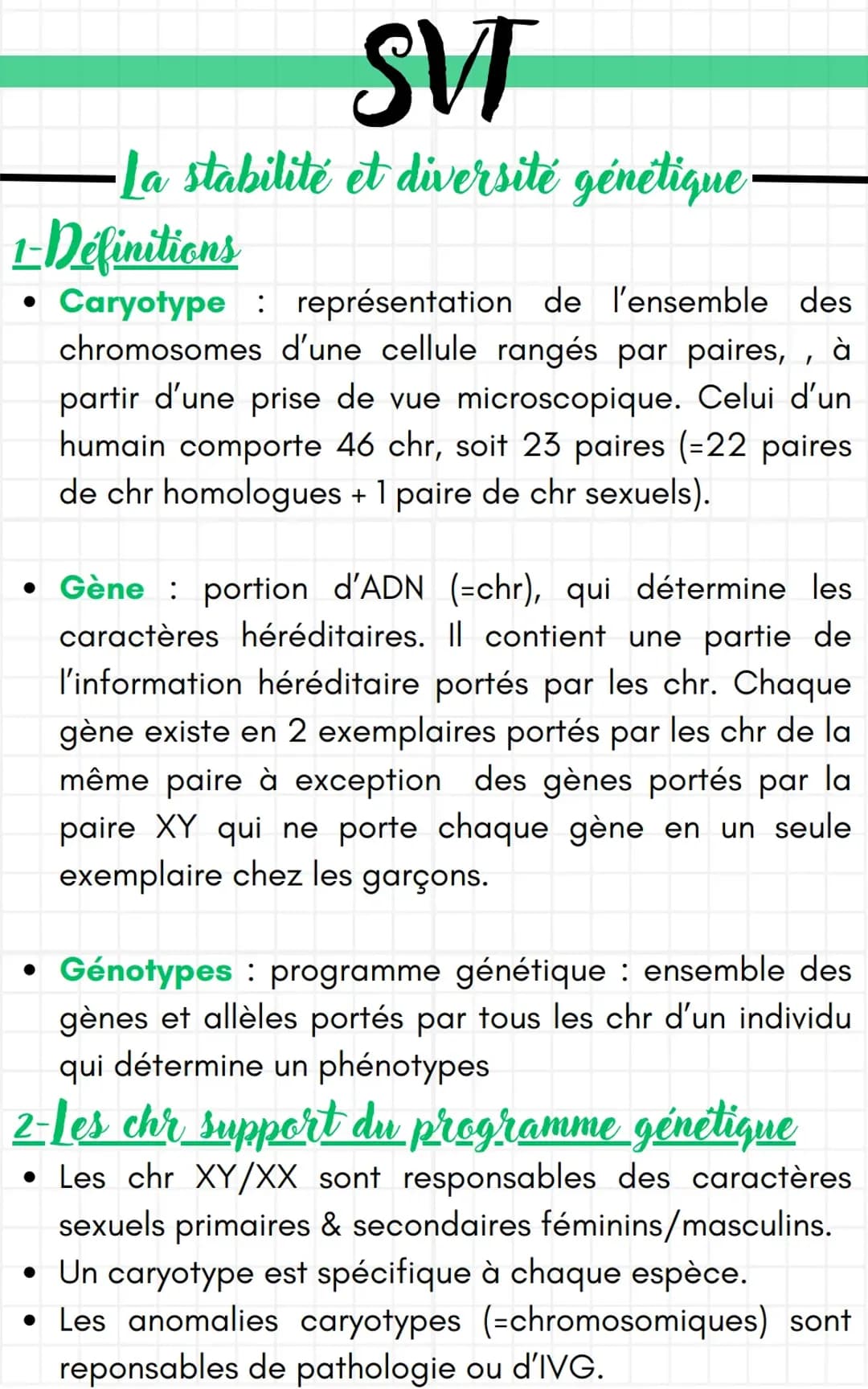 La stabilité et la diversité génétique