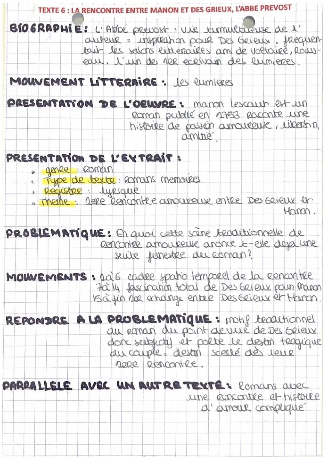 Exemples de Personnages en Marge: Manon Lescaut et Autres Histoires
