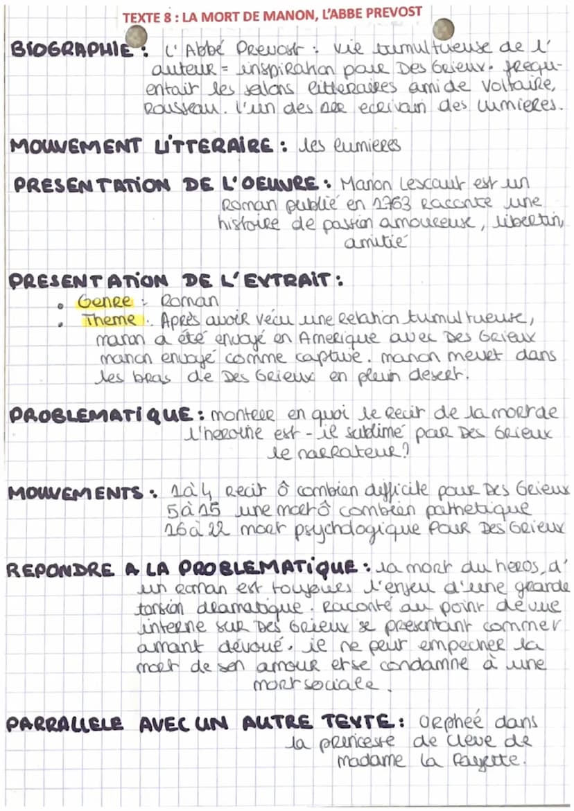 TEXTE 6: LA RENCONTRE ENTRE MANON ET DES GRIEUX, L'ABBE PREVOST
de l'
BIOGRAPHIE! L'Abbé Prevost: vie timmultueuse
netureuse
auteuR inspirat
