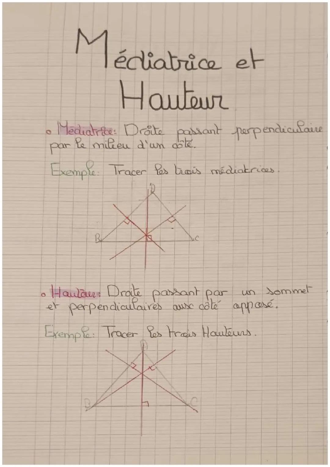 Comment Tracer la Médiatrice et la Hauteur d'un Triangle - Exercices et PDF 5ème