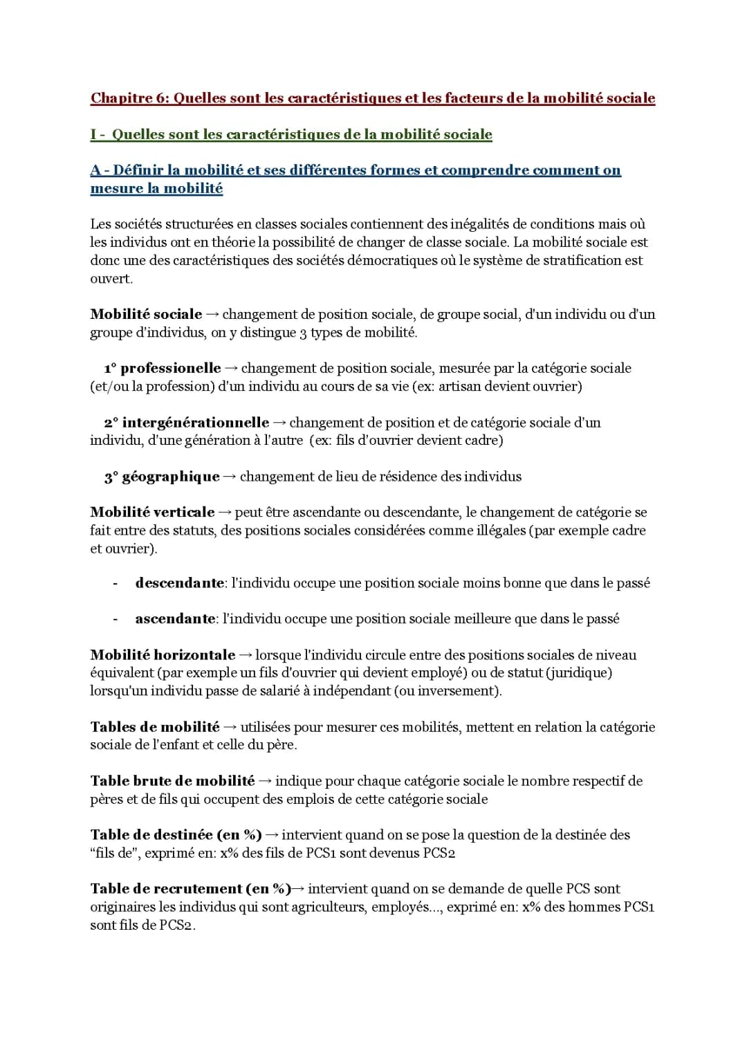 Chapitre 6: Quelles sont les caractéristiques et les facteurs de la mobilité sociale