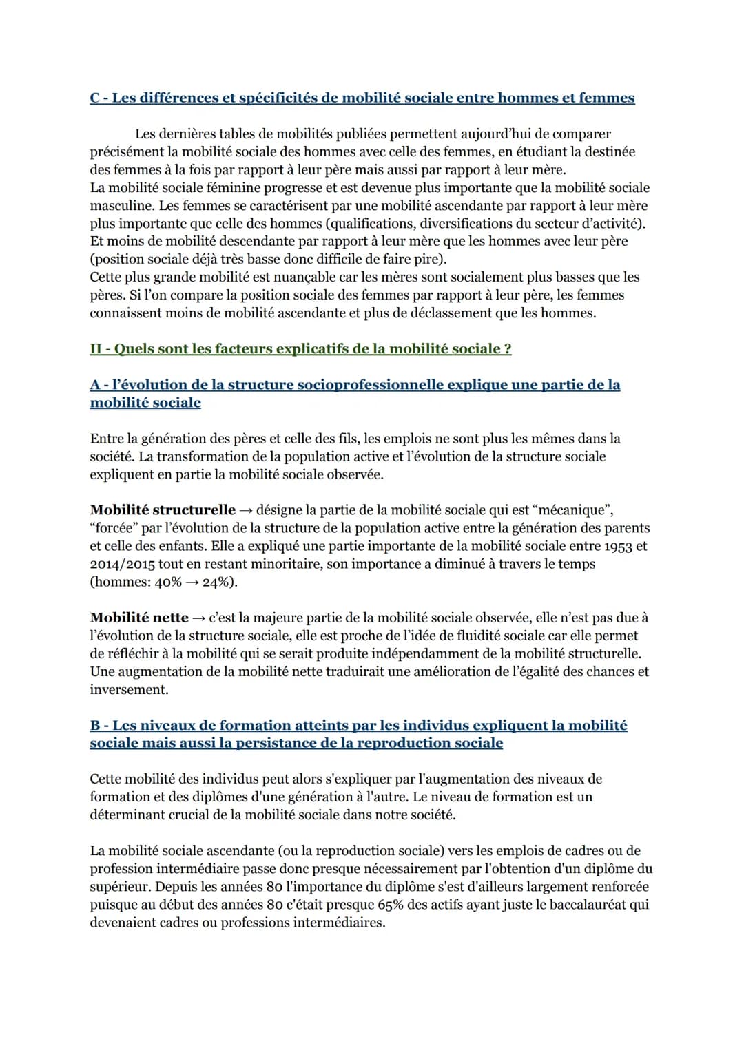 Chapitre 6: Quelles sont les caractéristiques et les facteurs de la mobilité sociale
I- Quelles sont les caractéristiques de la mobilité soc