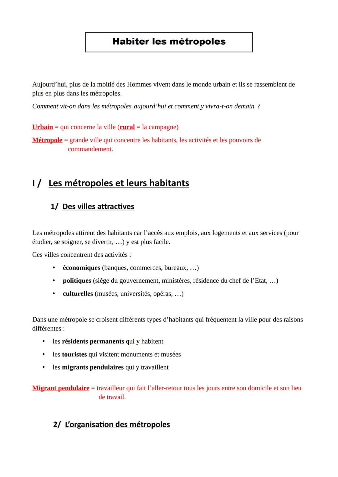 
<p>Aujourd'hui, plus de la moitié des Hommes vivent dans le monde urbain et ils se rassemblent de plus en plus dans les métropoles. Comment