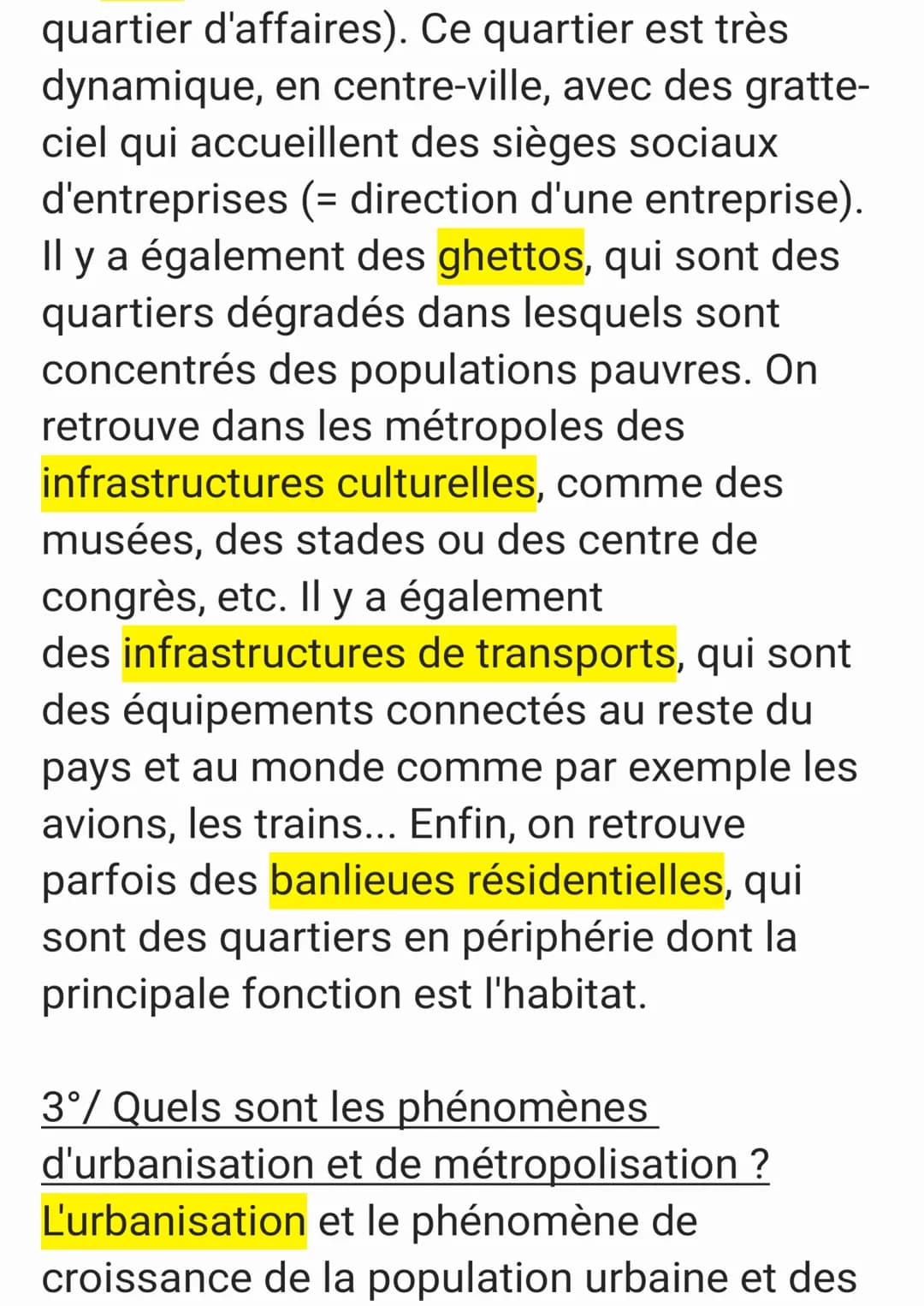 Chapitre 1: Espaces et paysages de
l'urbanisation
Problématique : Comment s'organisent les
métropoles ?
1°/ Qu'est ce qu'une métropole ?
Une