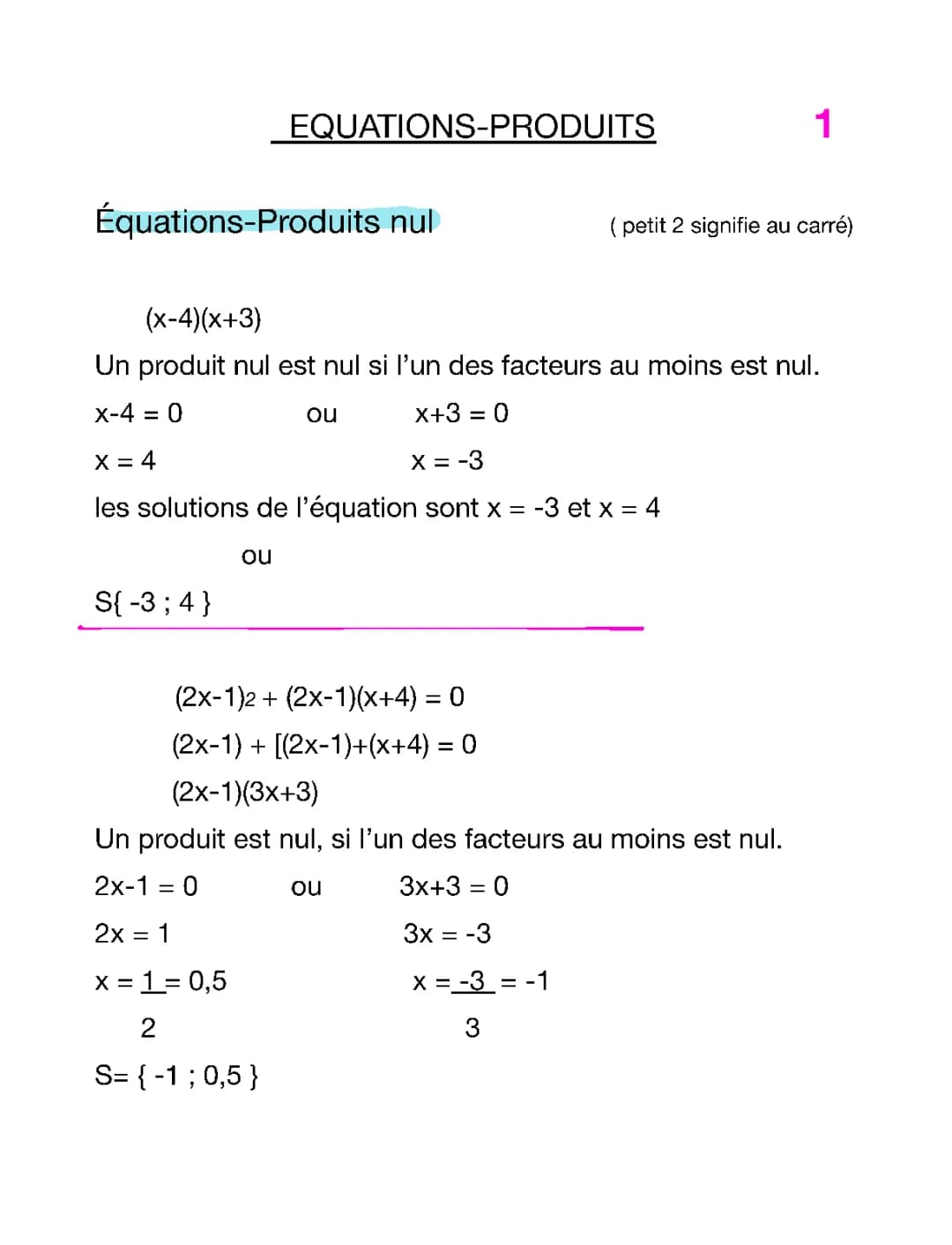 Equations-Produit